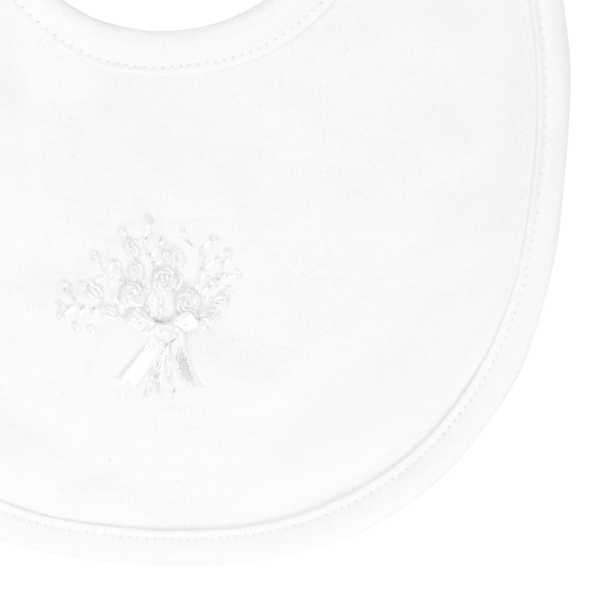 Beautiful Roses Bouquet Embroidery Bib | Baby Girl