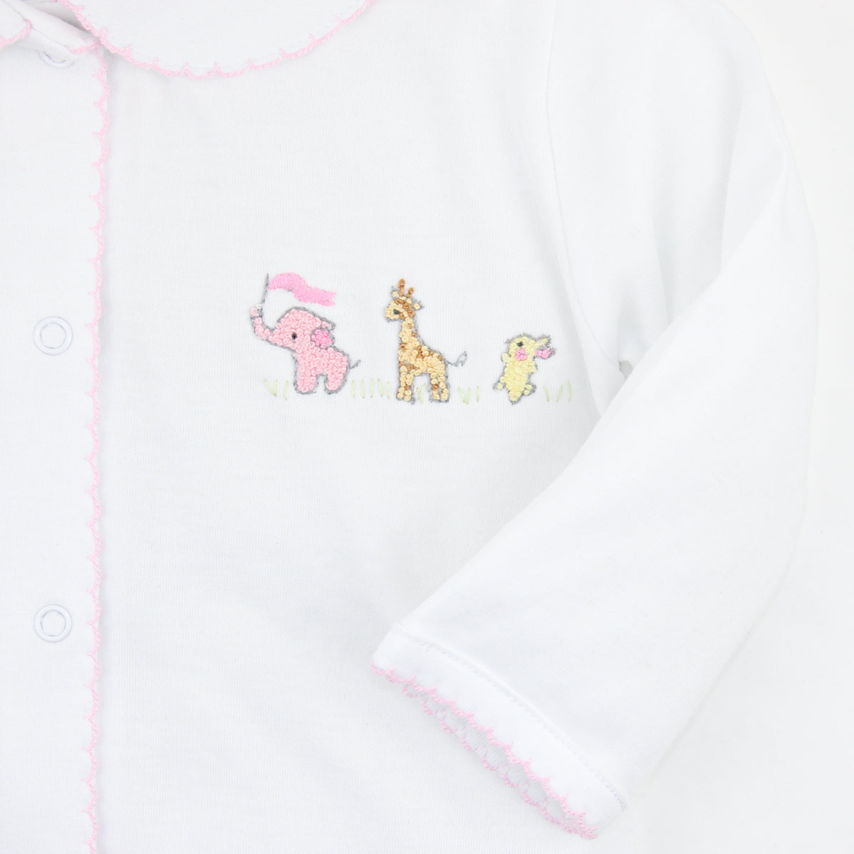 Baby Animals Embroidery Footie | Baby Girl