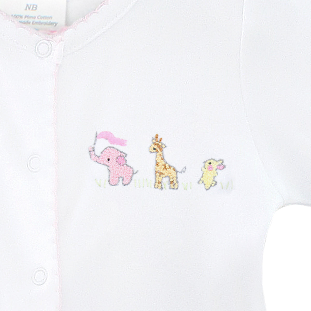 Baby Animals Embroidery Footie | Baby Girl