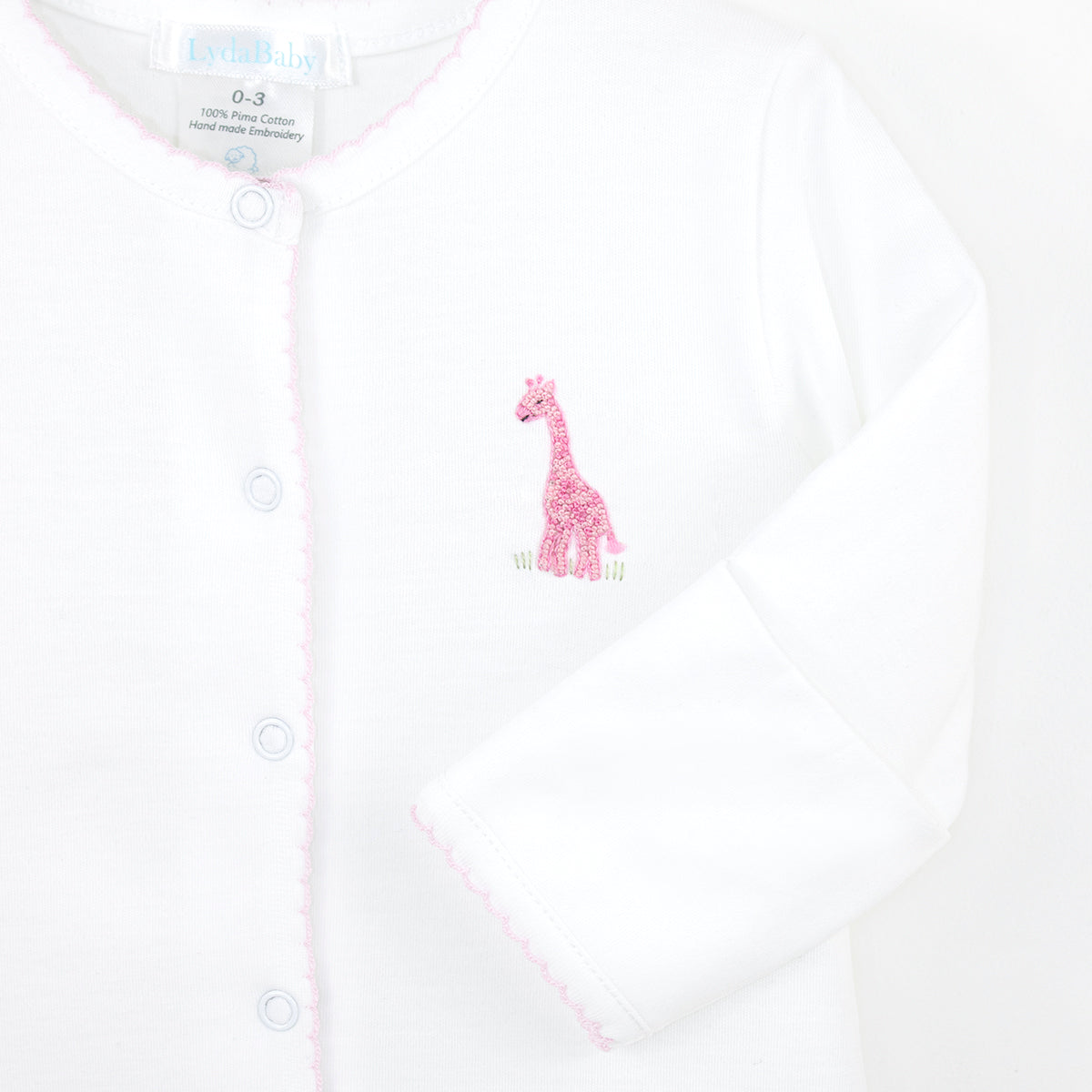 Safari Pink Animals Embroidery Footie | Baby Girl