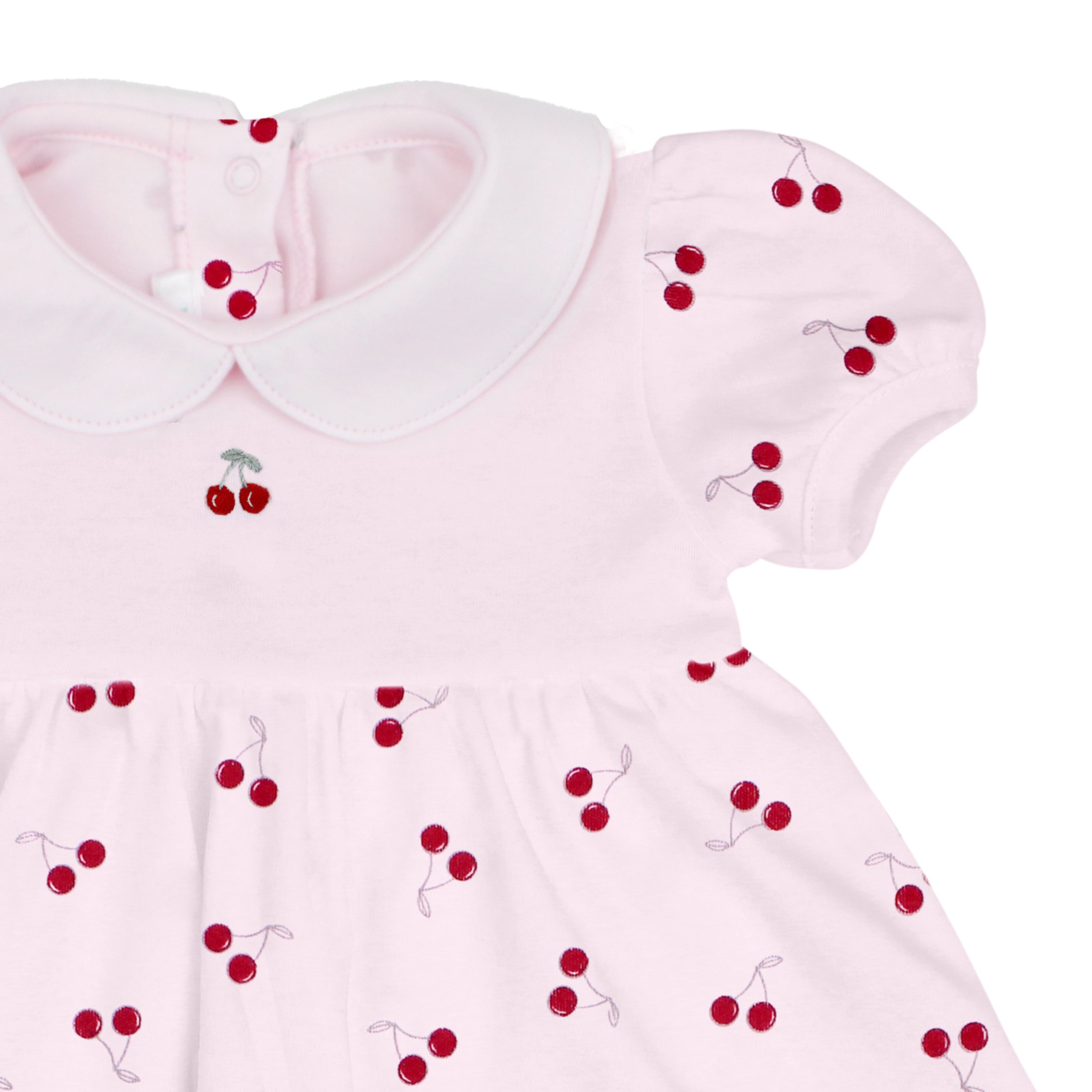 Sweet Cherries Embroidery and Printed Dress | Baby Girl