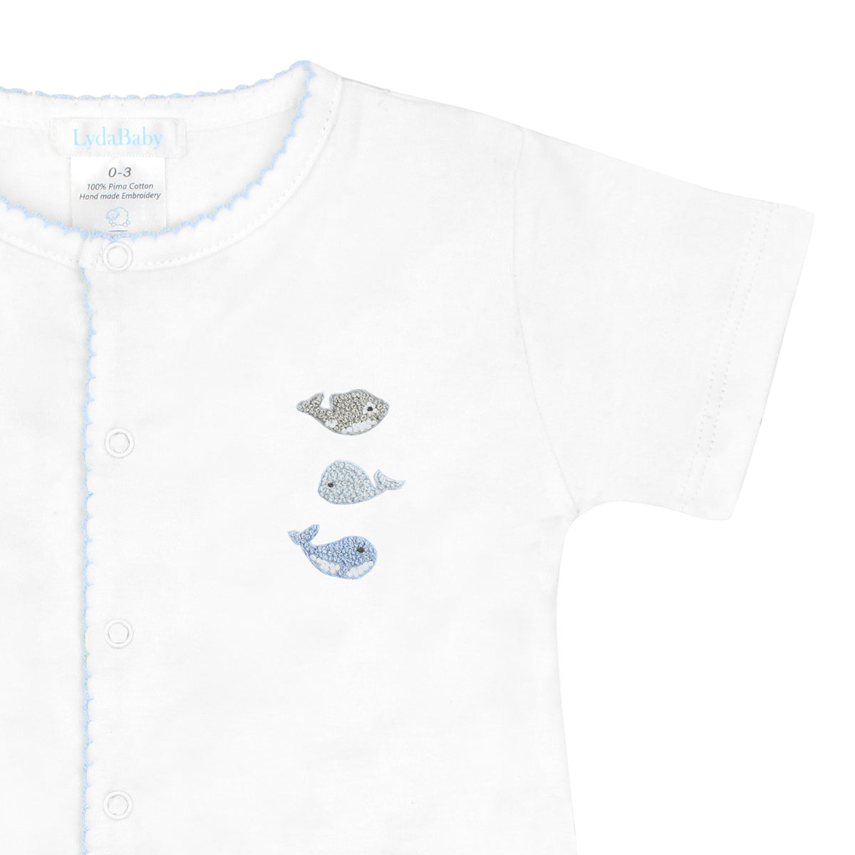 Cute Tiny Whales Embroidery Romper | Baby Boy