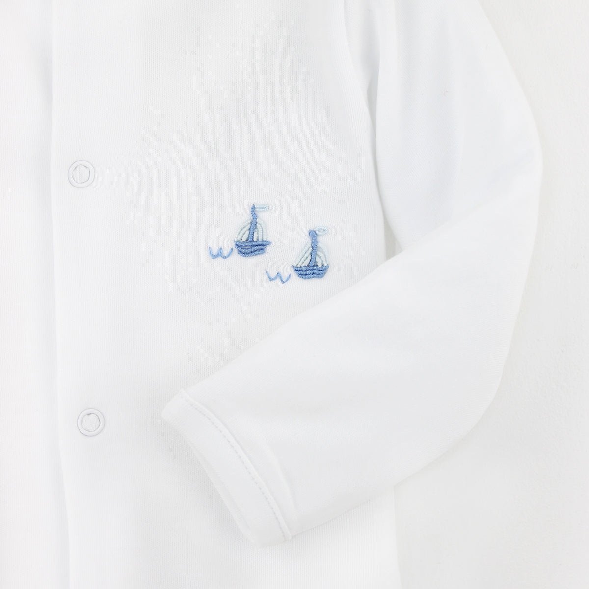 Graceful Saolboats Embroidery Footie | Baby Boy