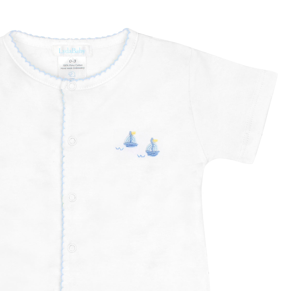 Graceful Sailboats Embroidery Rmper | Baby Boy