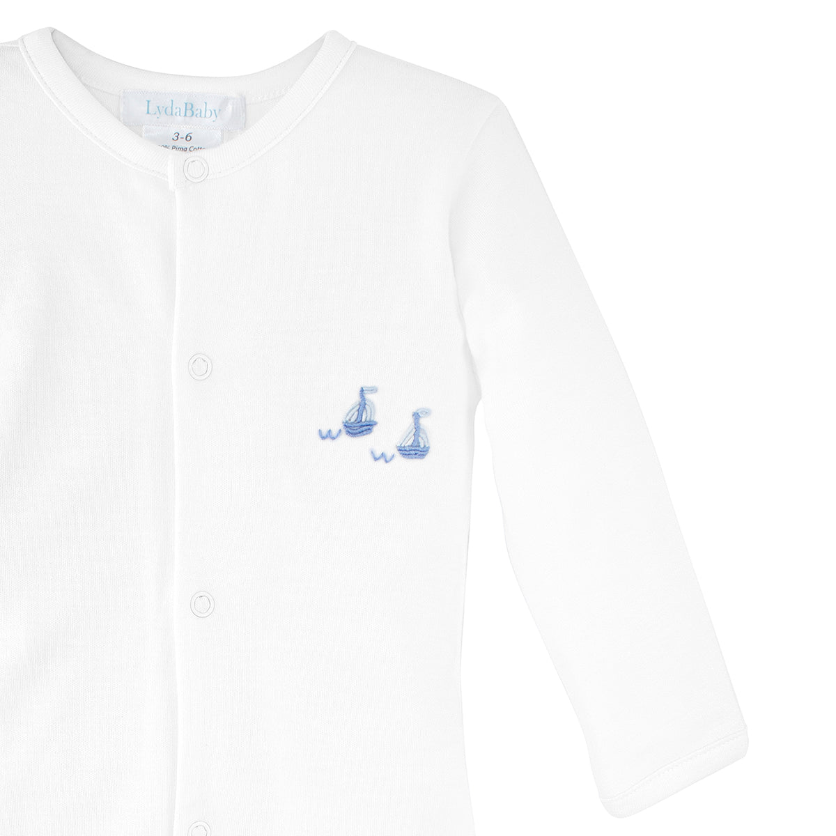 Graceful Sailboats Embroidery Footie | Baby Boy