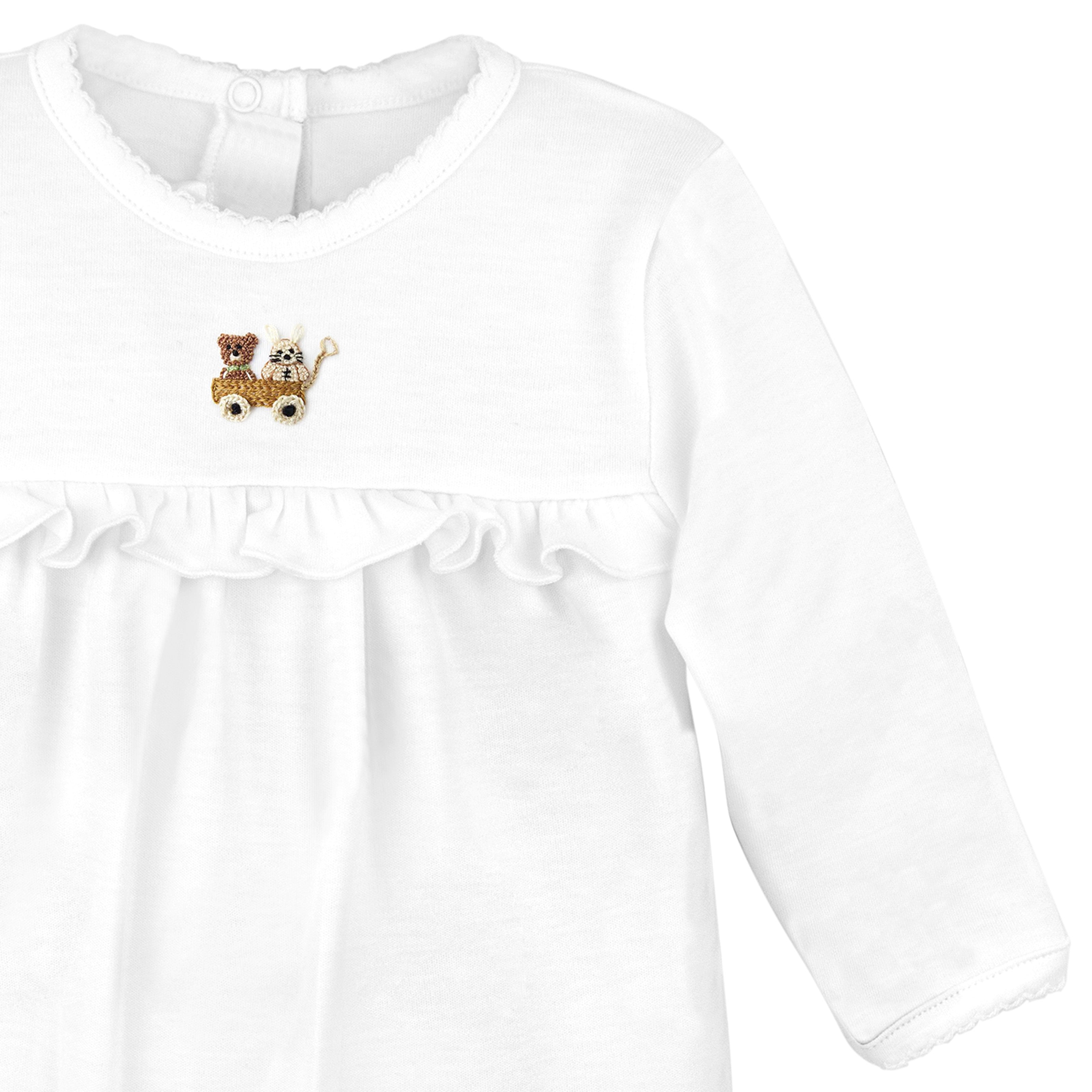 Sweet Mustaches Embroidery Footie | Baby Girl
