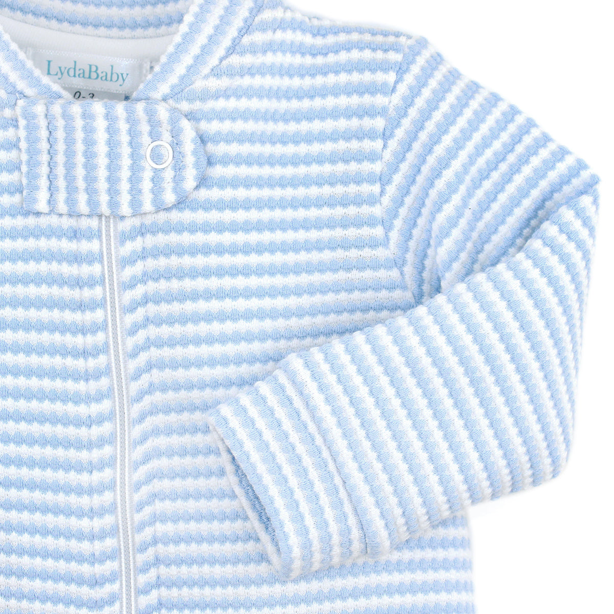 Quilted Lightblue Stripes Zipper Footie | Baby Boy