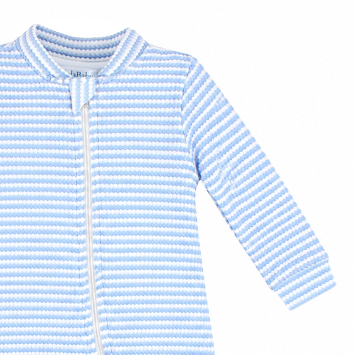 Quilted Lightblue Stripes Zipper Footie | Baby Boy