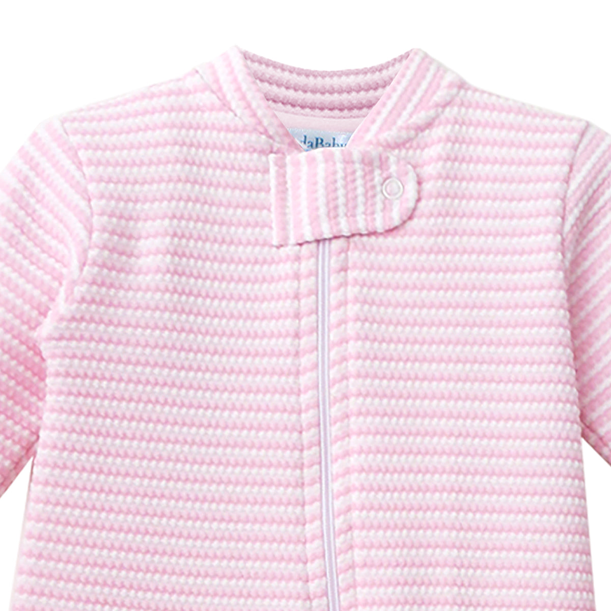Quilted Pink Stripes Zipper Footie | Baby Girl
