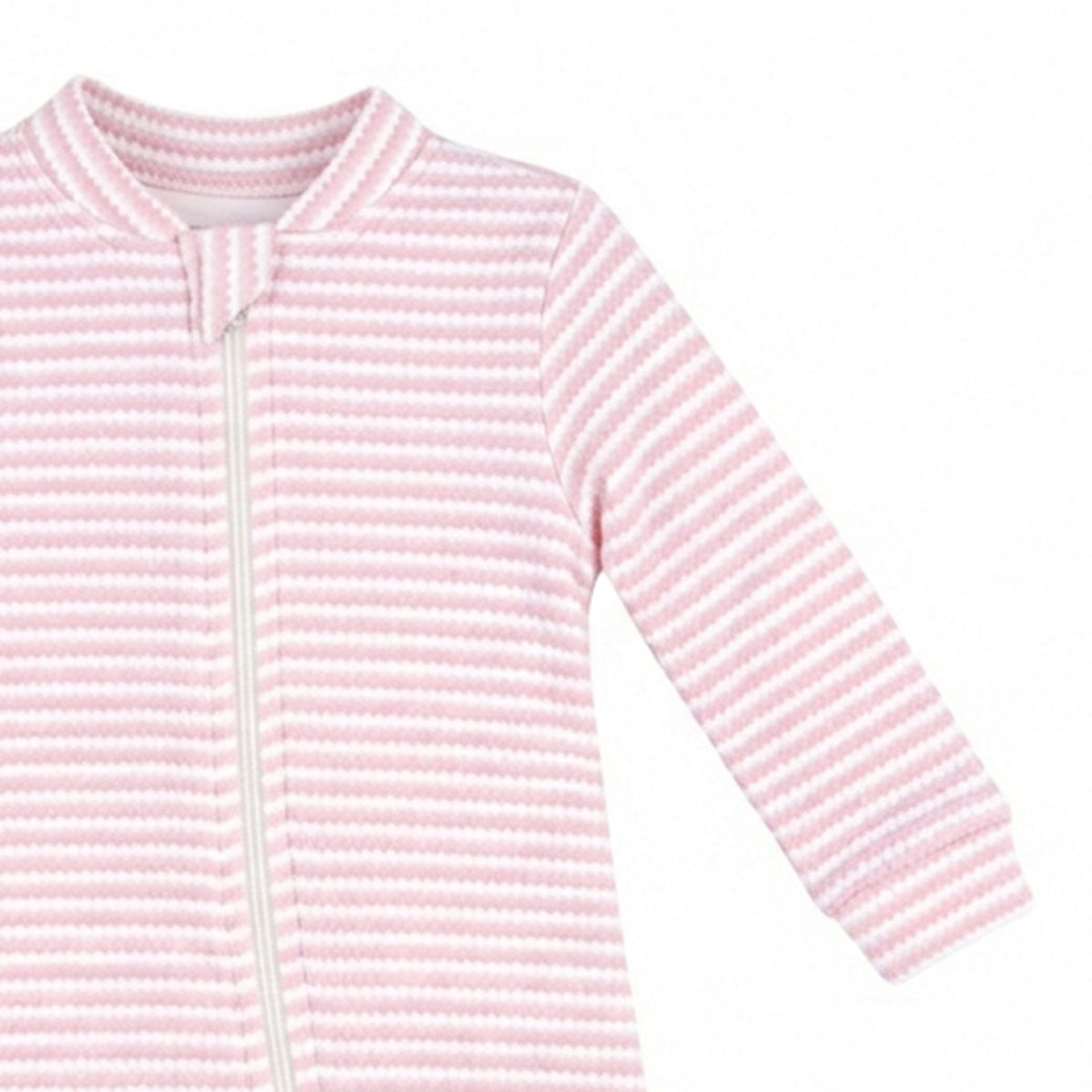 Quilted Pink Stripes Zipper Footie | Baby Girl
