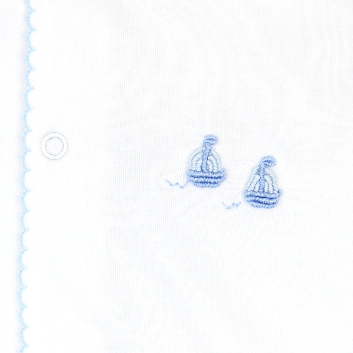 Lightblue Graceful Sailboats Embroidery Footie | Baby Boy