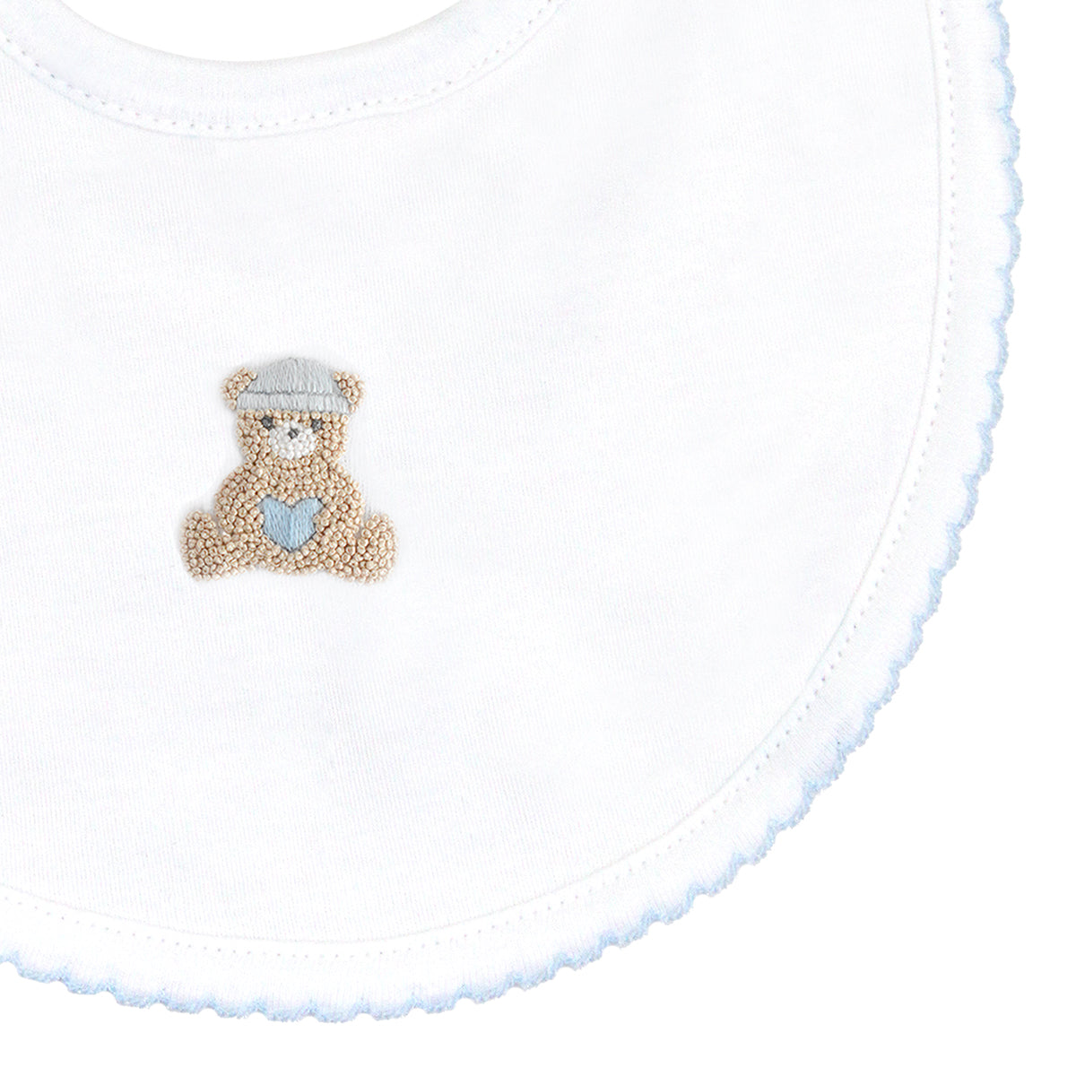 Love Teddy Embroidery Bib | Baby Boy
