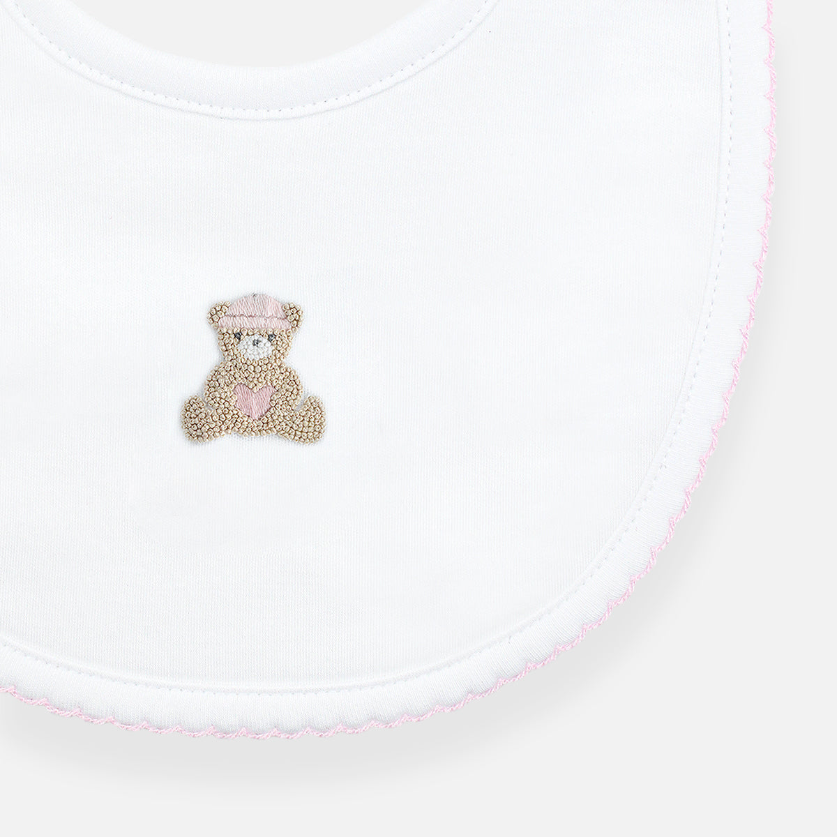 Love Teddy Embroidery Bib | Baby Girl