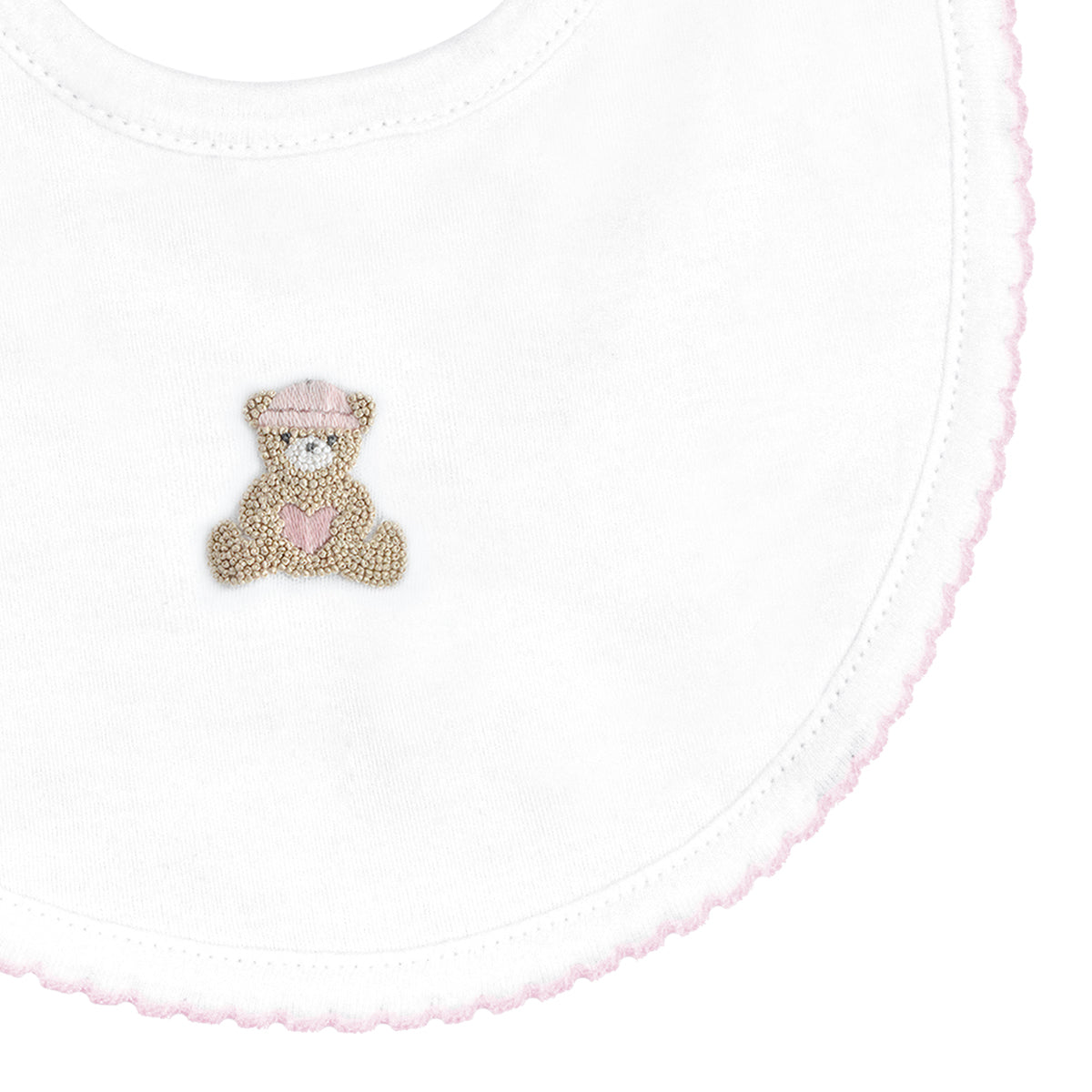Love Teddy Embroidery Bib | Baby Girl