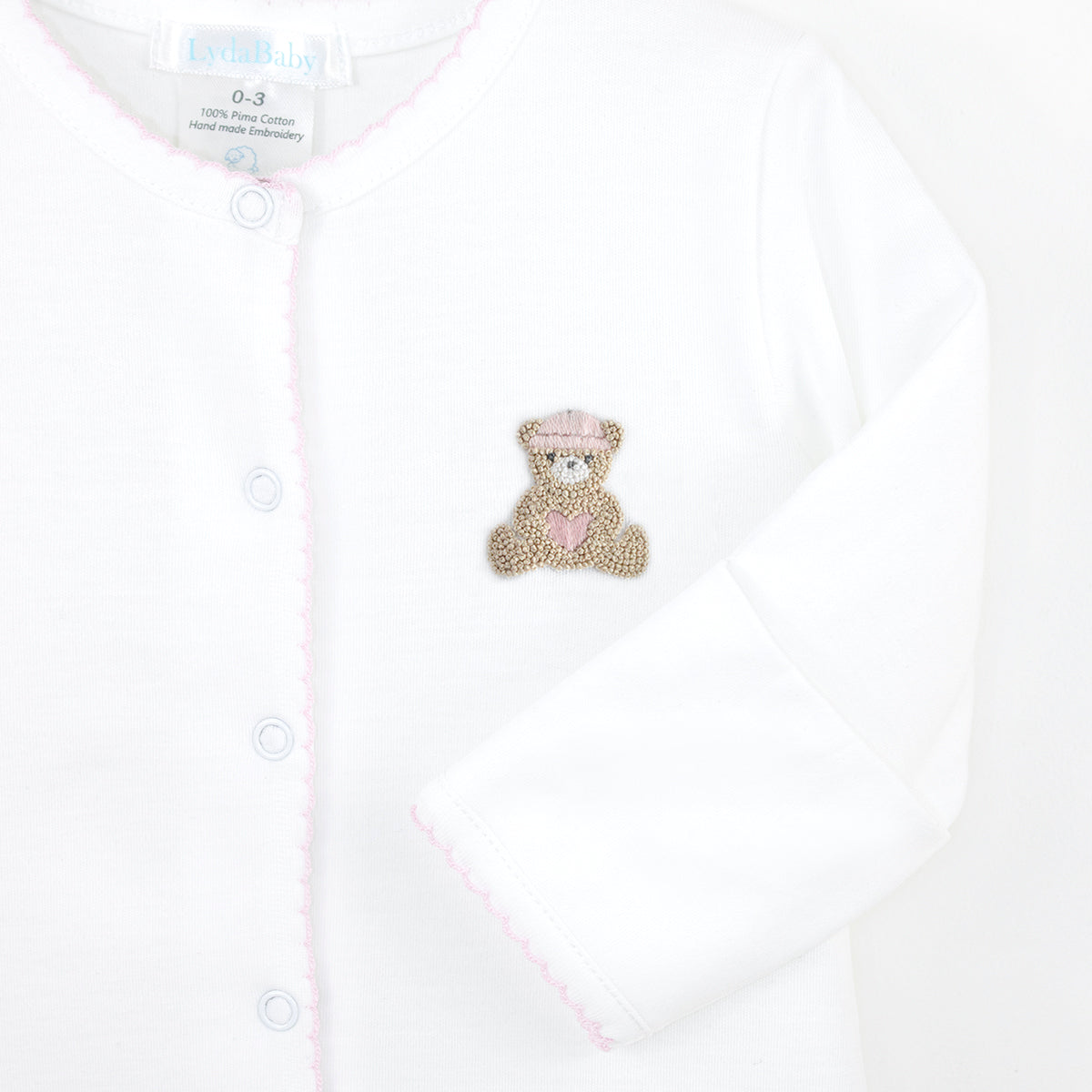 Love Teddy Embroidery Footie | Baby Girl