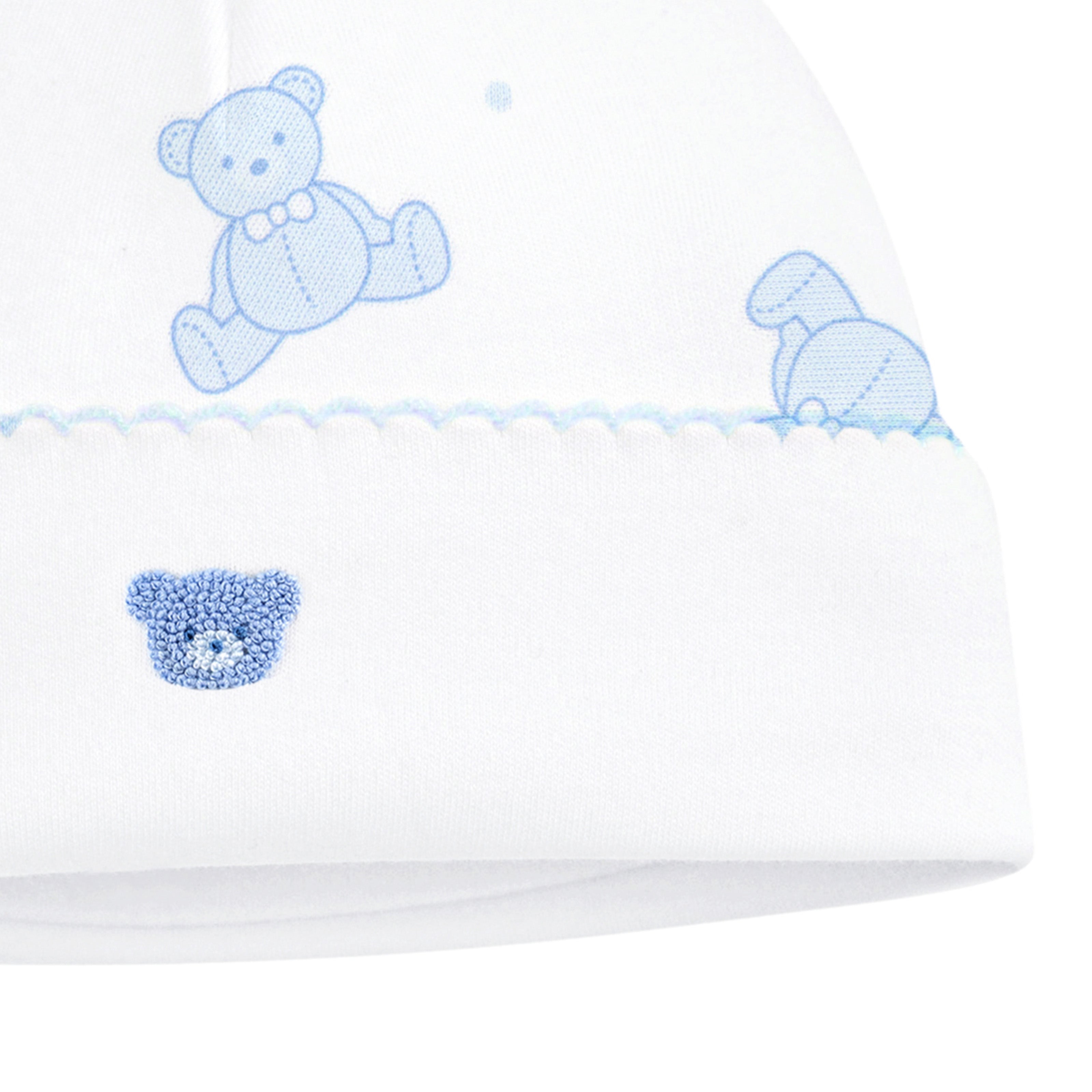 Teddy Bear Embroidery and Printed Hat | Baby Boy