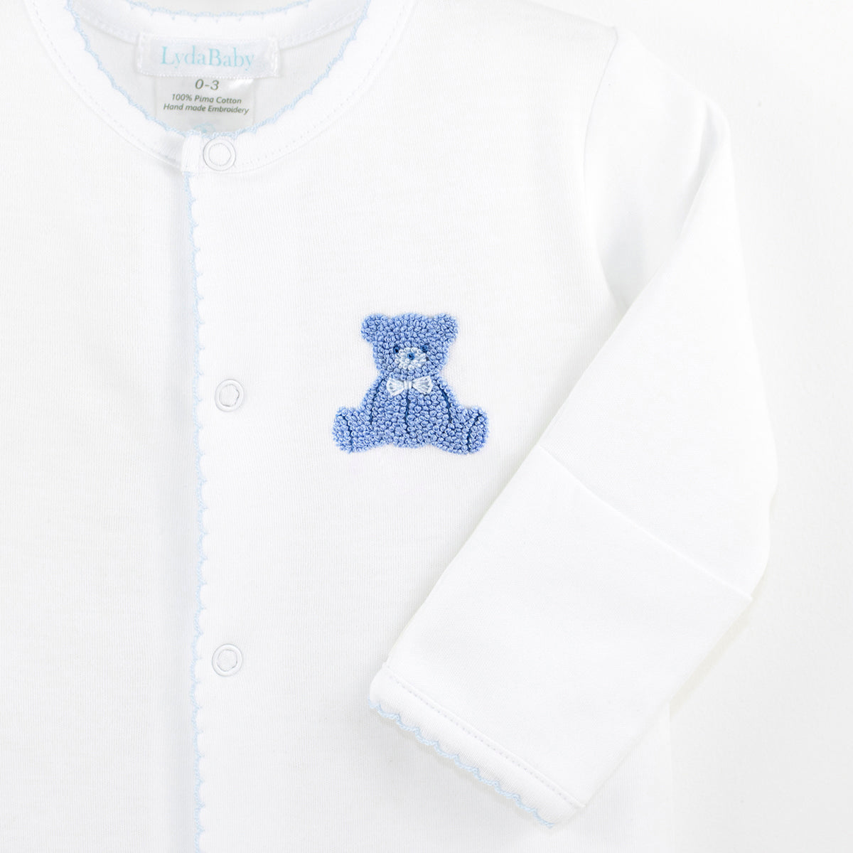 Teddy Bear Embroidery Footie | Baby Boy