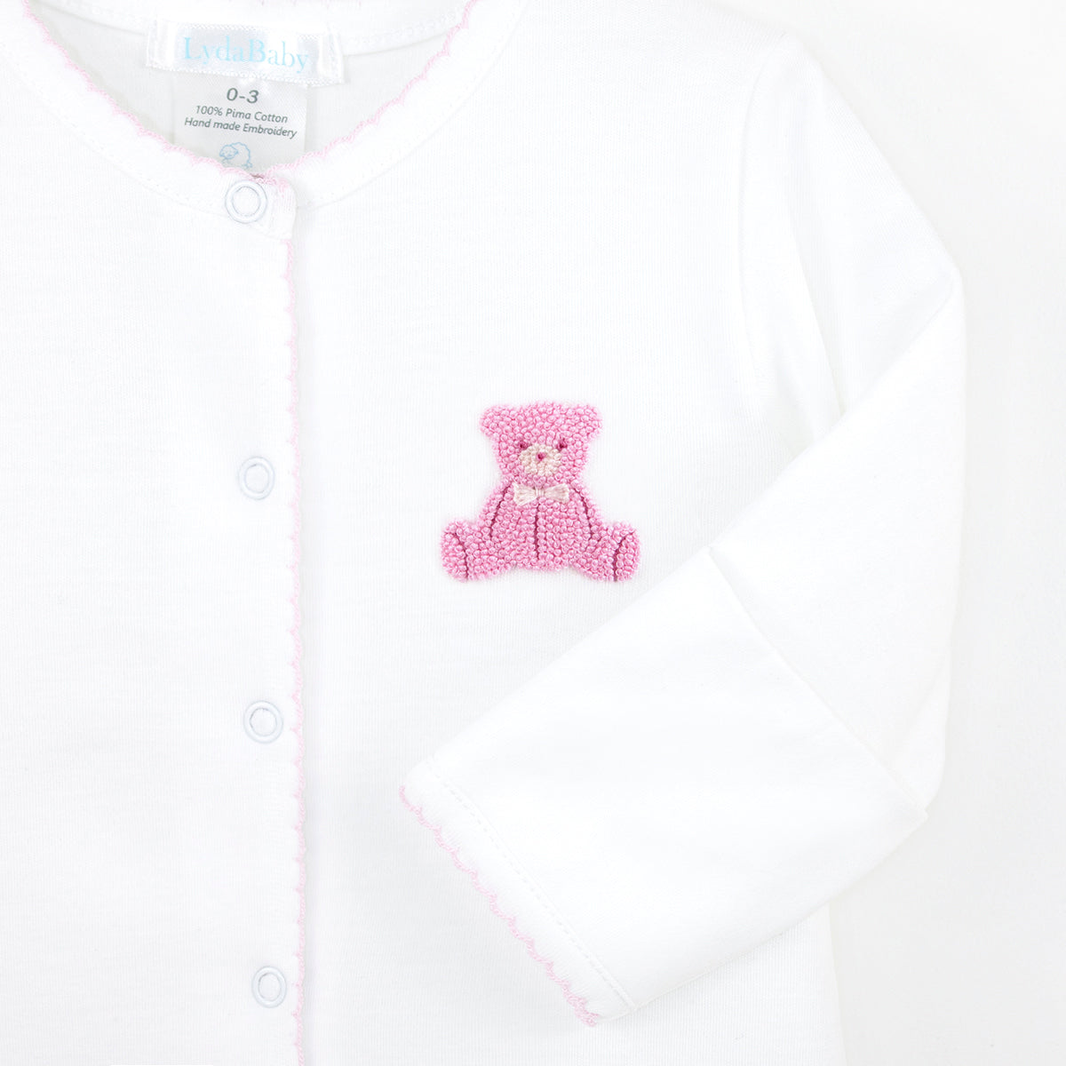 Teddy Bear Embroidery Footie | Baby Girl