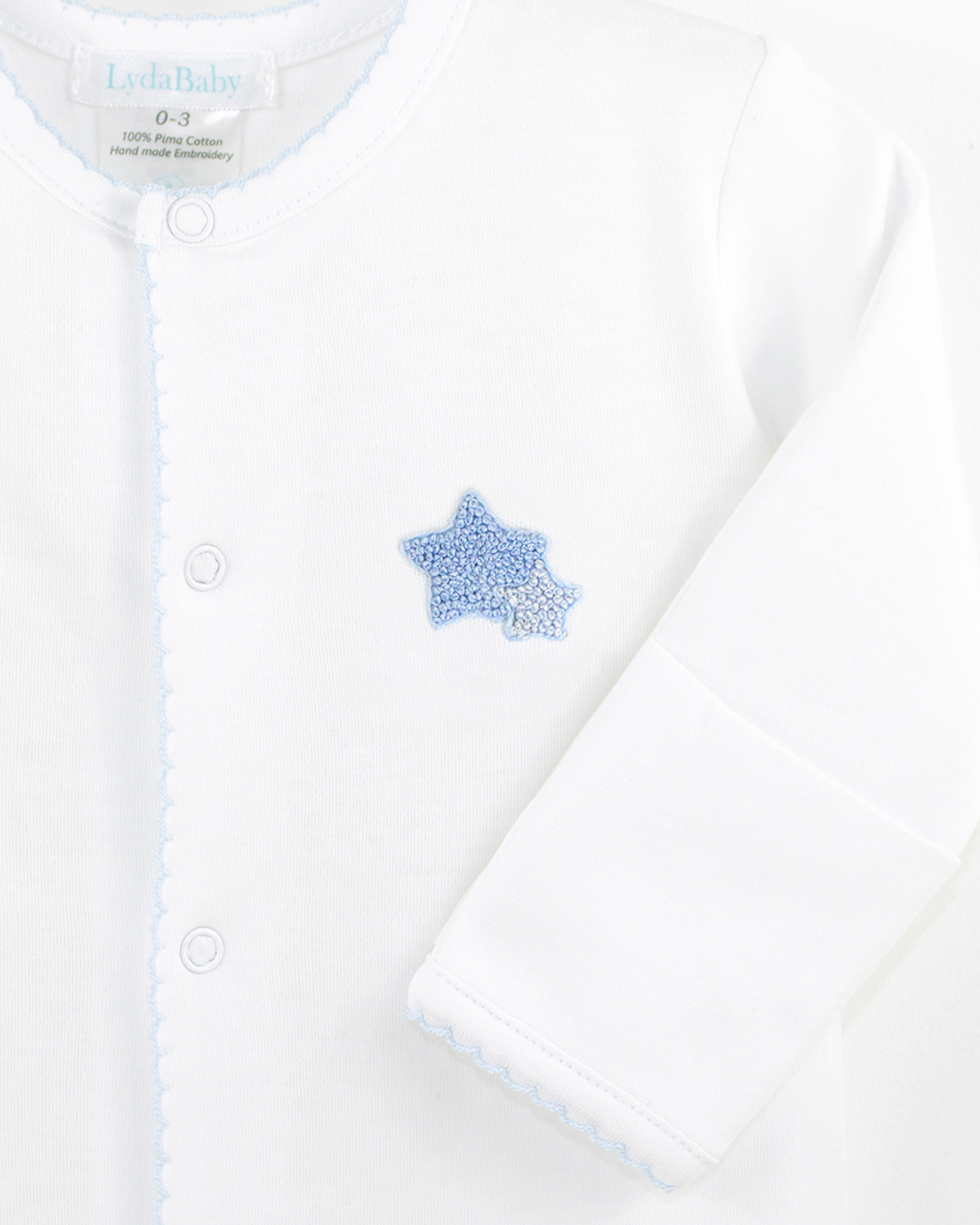 Double Stars Embroidery Footie | Baby Boy