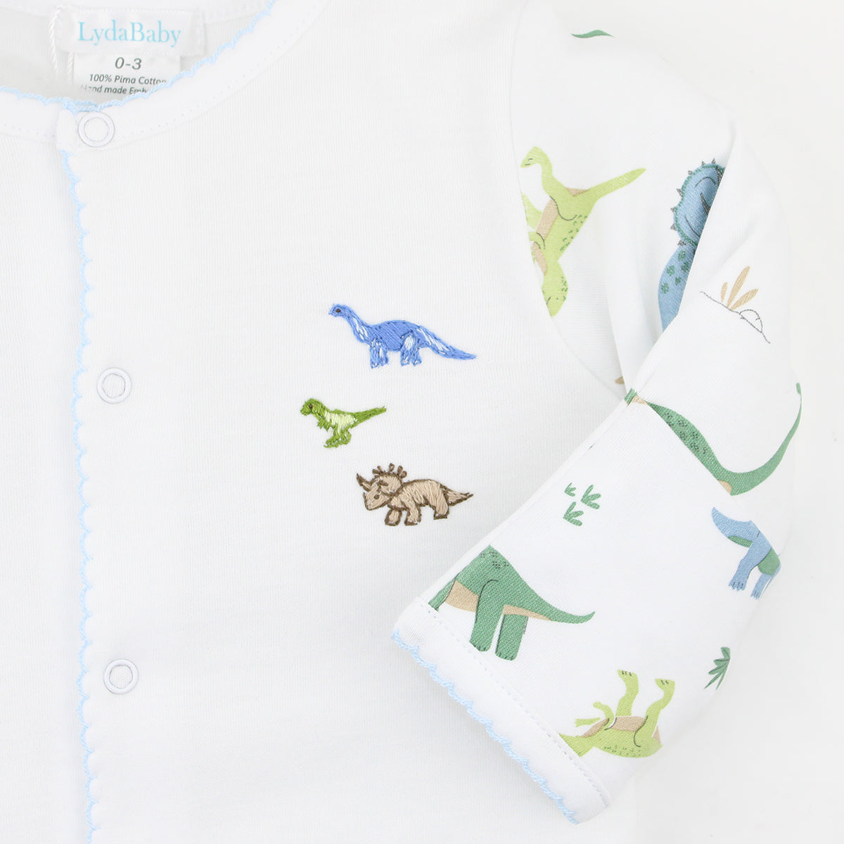 Dino World Embroidery and Printed Footie | Baby Boy