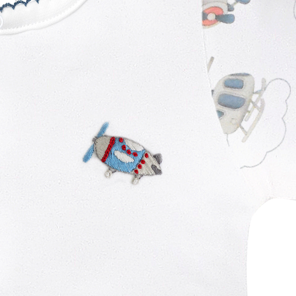 Planes and Helicopters Embroidery and Printed Footie | Baby Boy