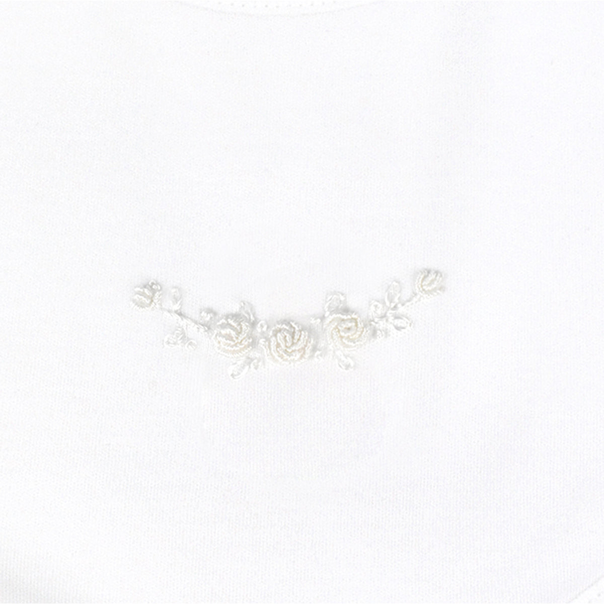 White Elagant Roses Embroidery Footie | Baby Girl