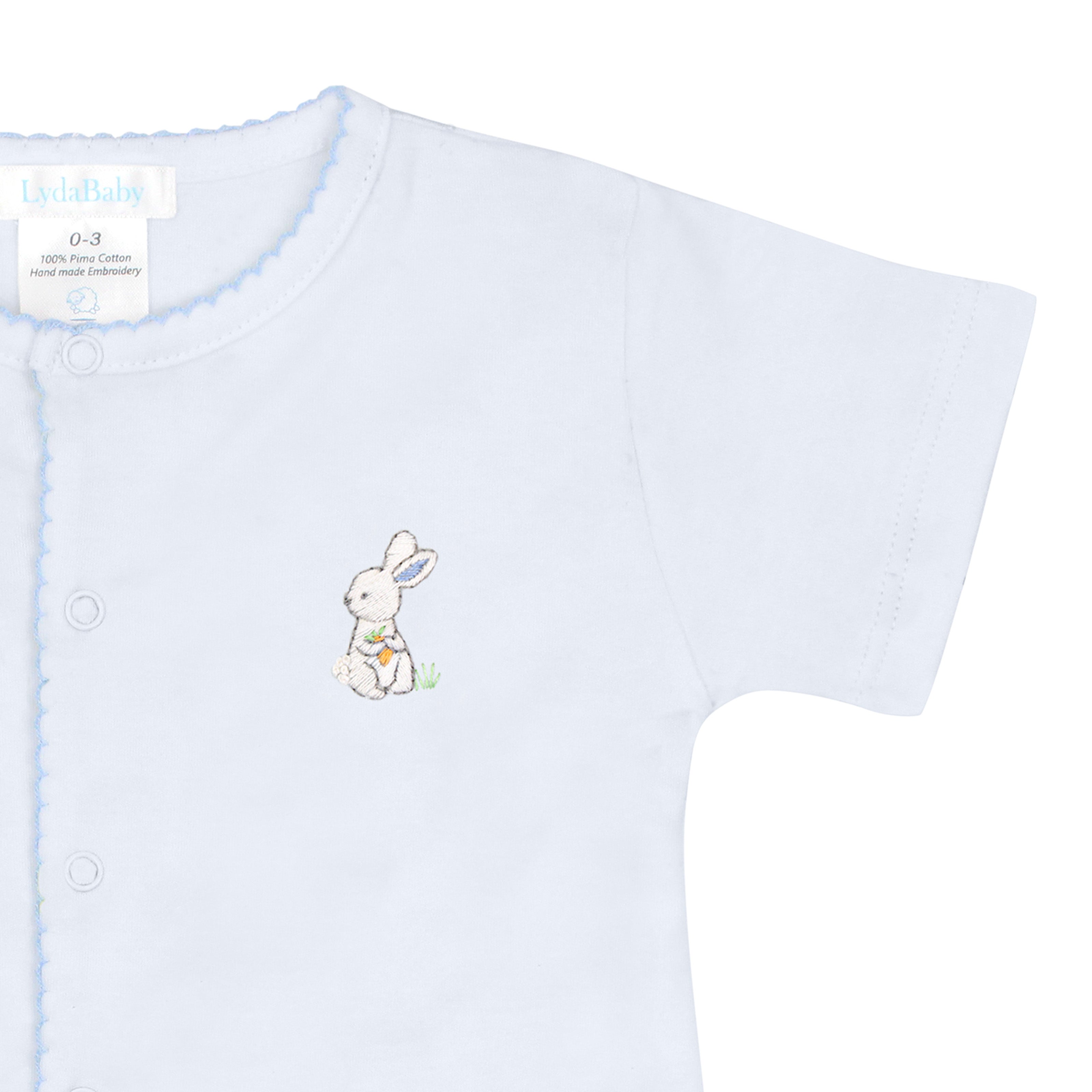 Bunnies in the Garden Embroidery Romper | Baby Boy