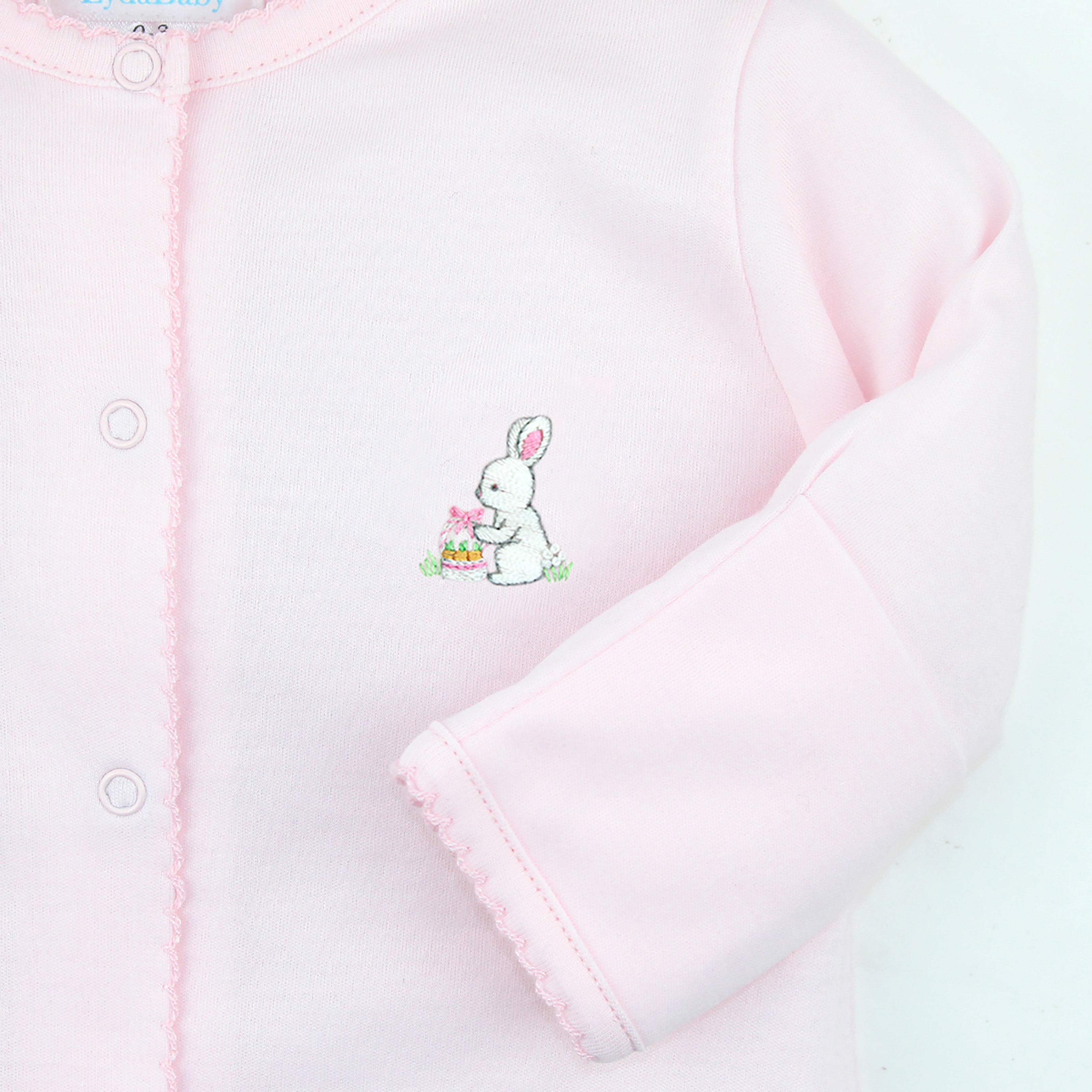 Bunnies in the Garden Embroidery Footie | Baby Girl