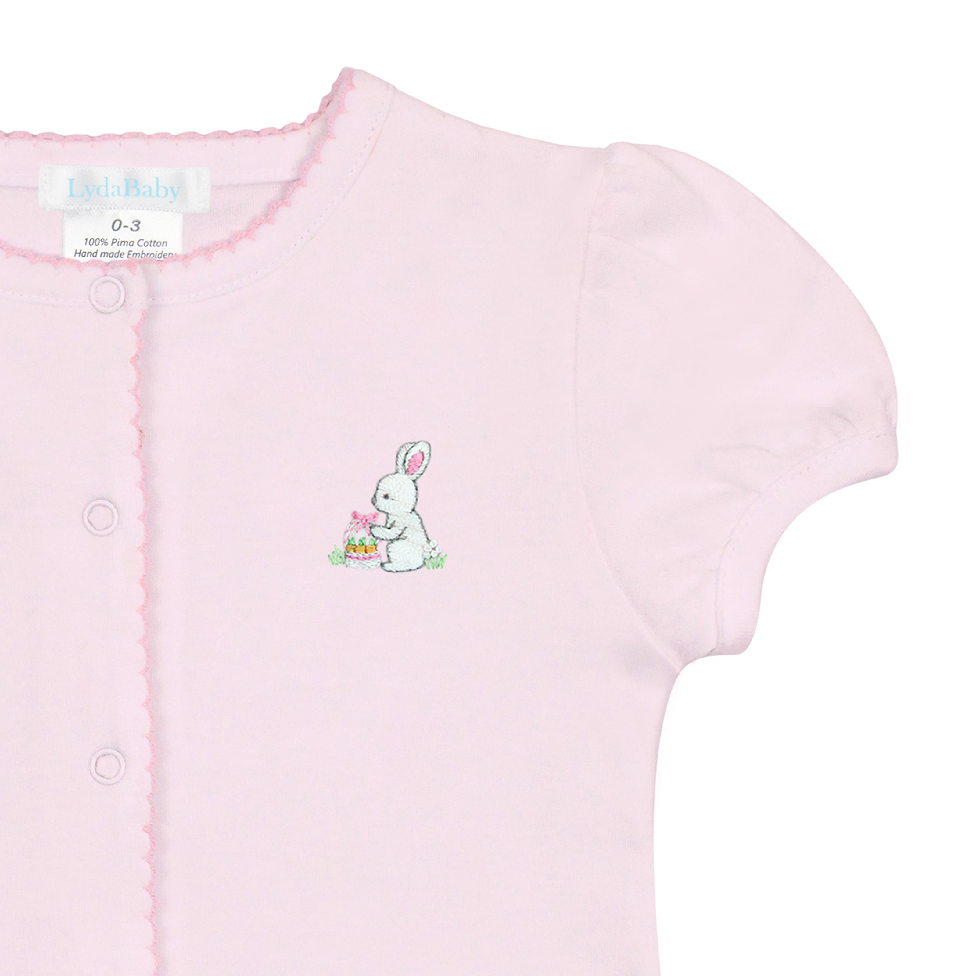 Bunnies in the Garden Embroidery Romper | Baby Girl