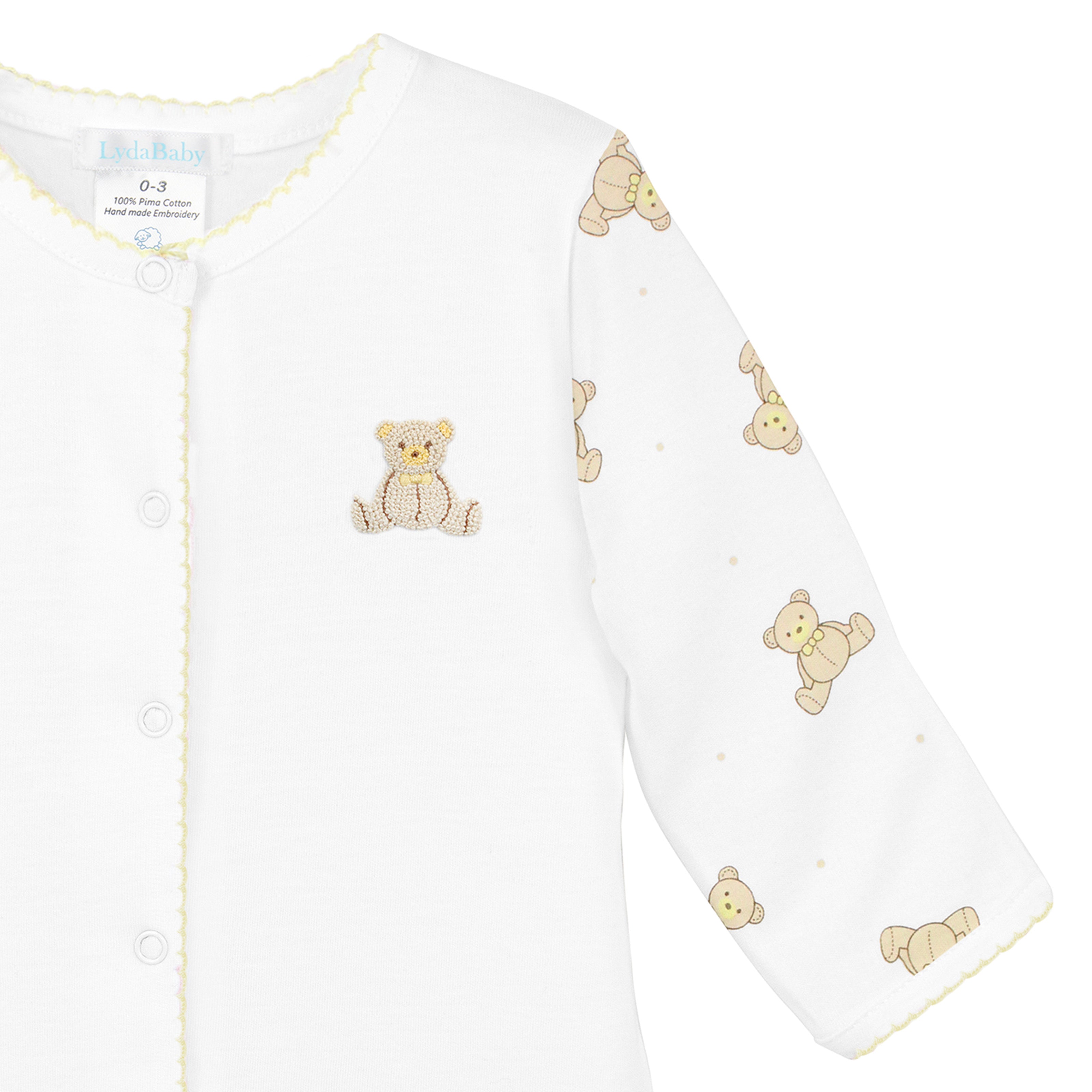 Teddy Bear Printed and Embroidery Footie | Baby Unisex