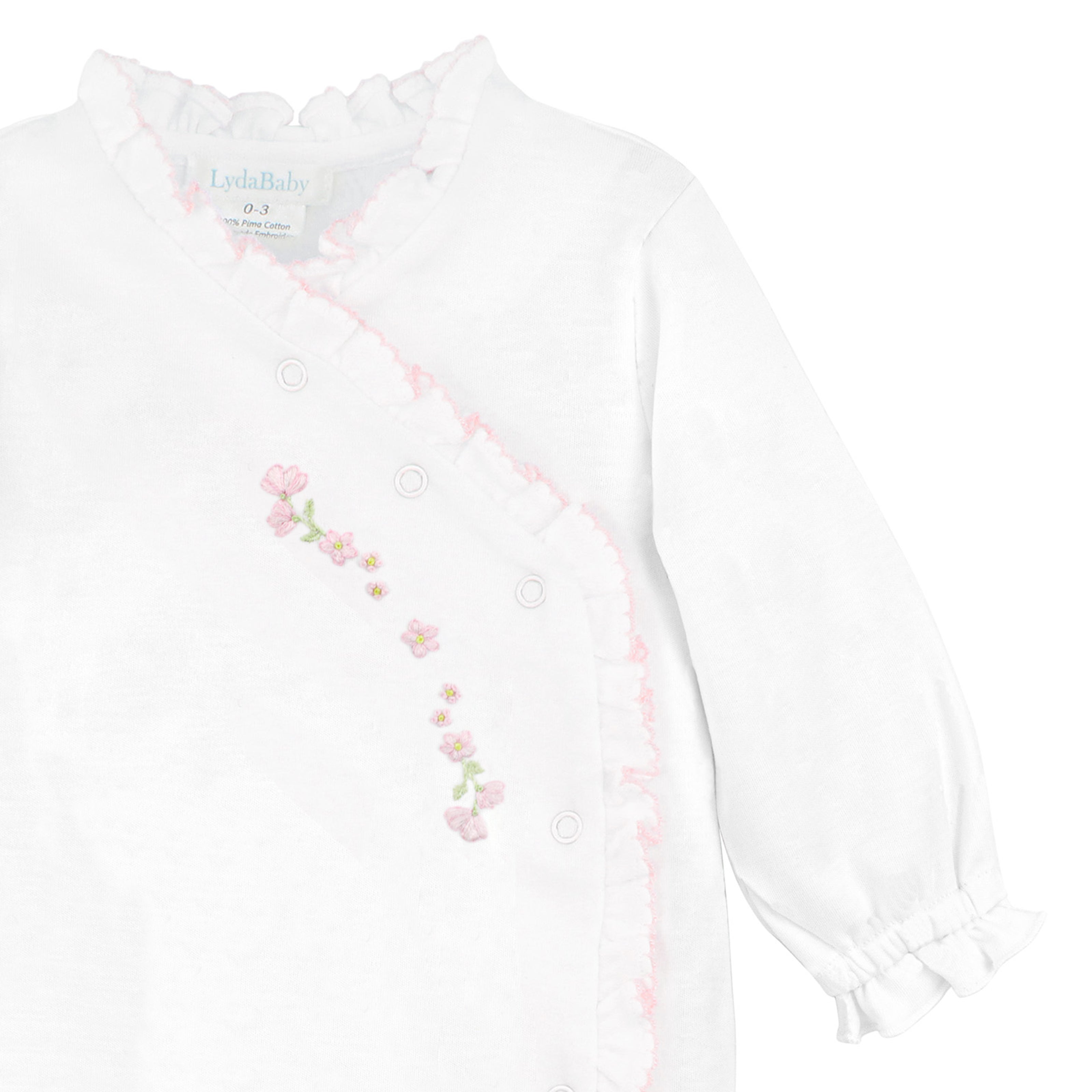 Magnolia Flowers Embroidery Footie | Baby Girl