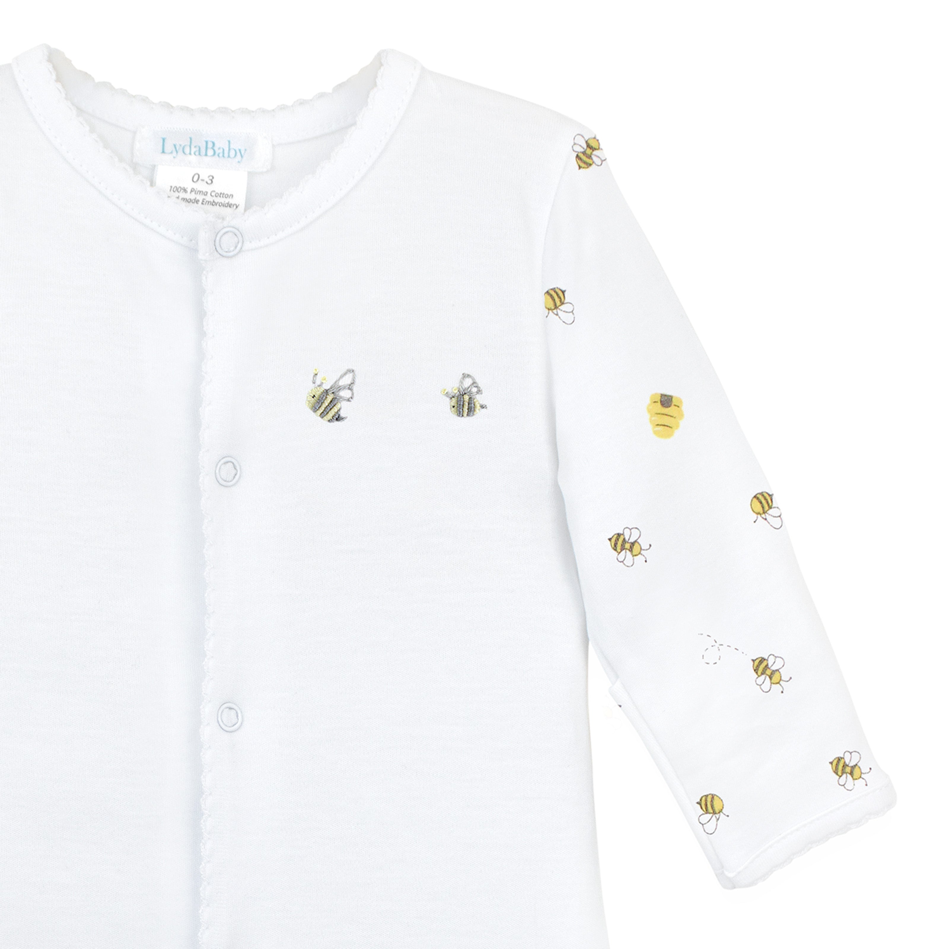 Bee Happy Printed and Embroidery Footie | Baby Unisex