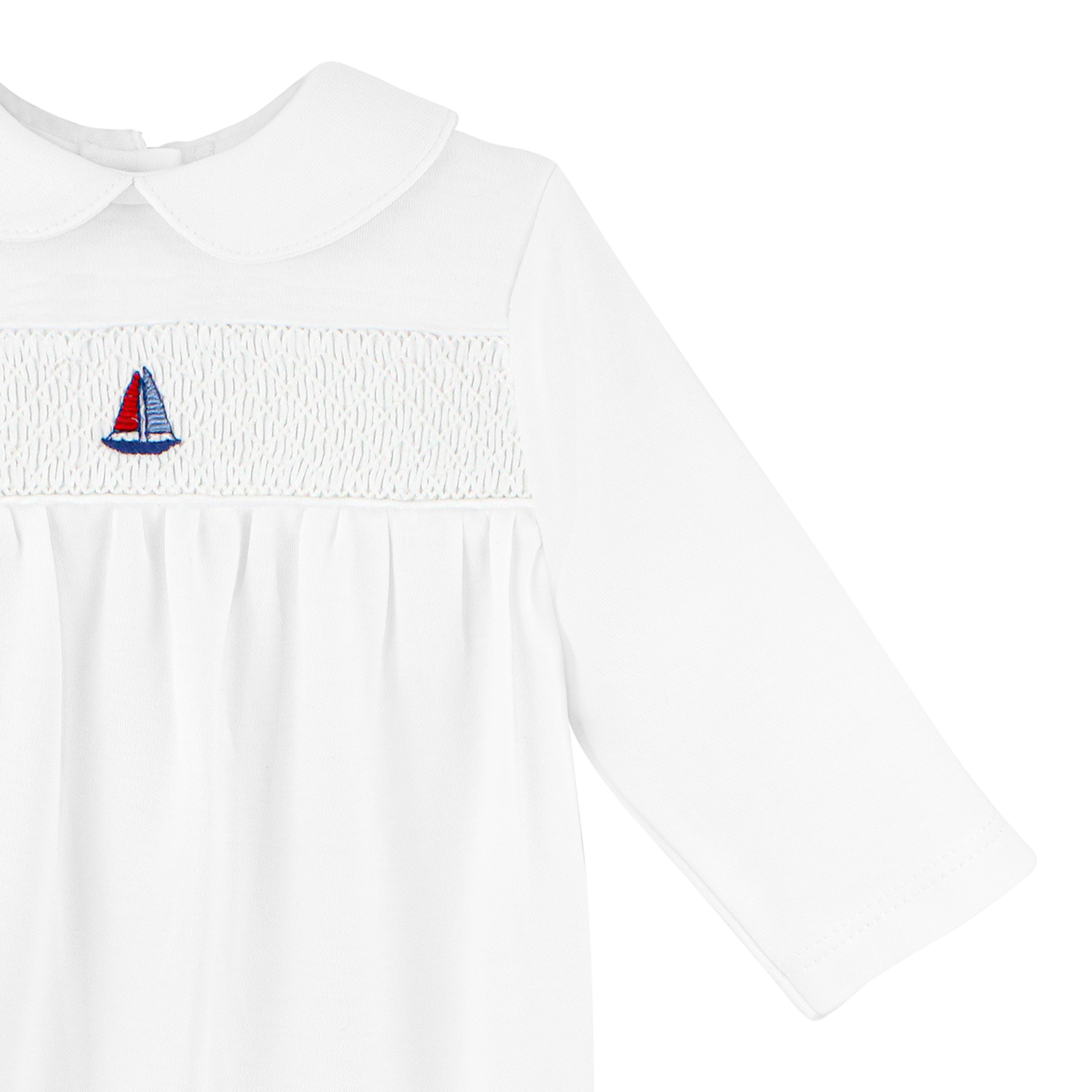 Sailing Boat Embroidery Footie | Baby Boy