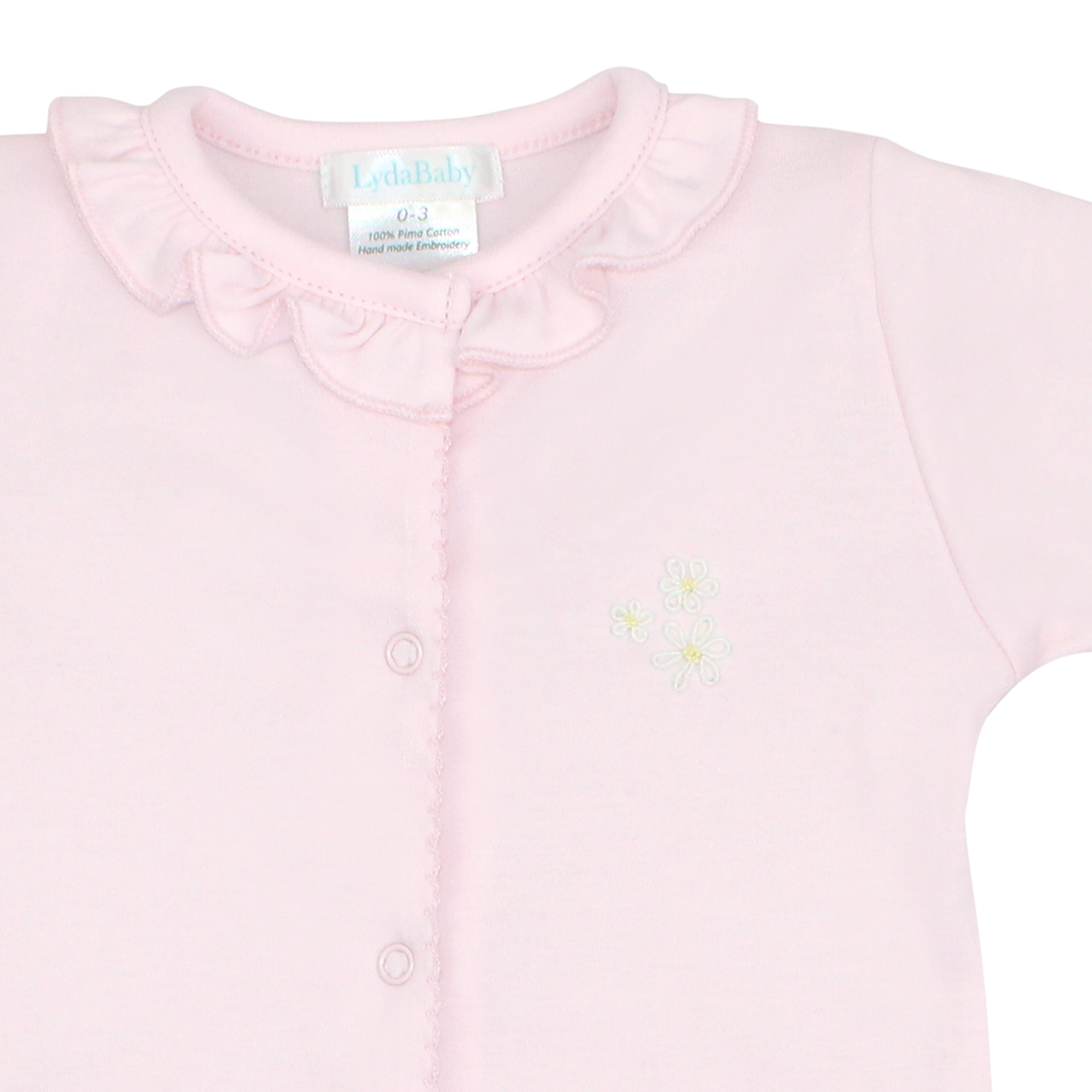 Summer Daisies Embroidery Footie | Baby Girl