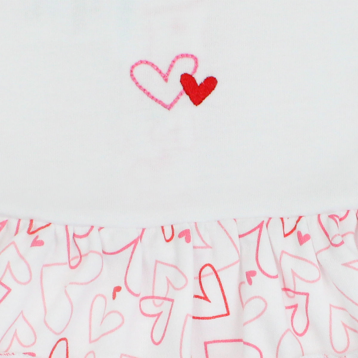 Doodle Hearts Embroidery and Printed Dress | Baby Girl