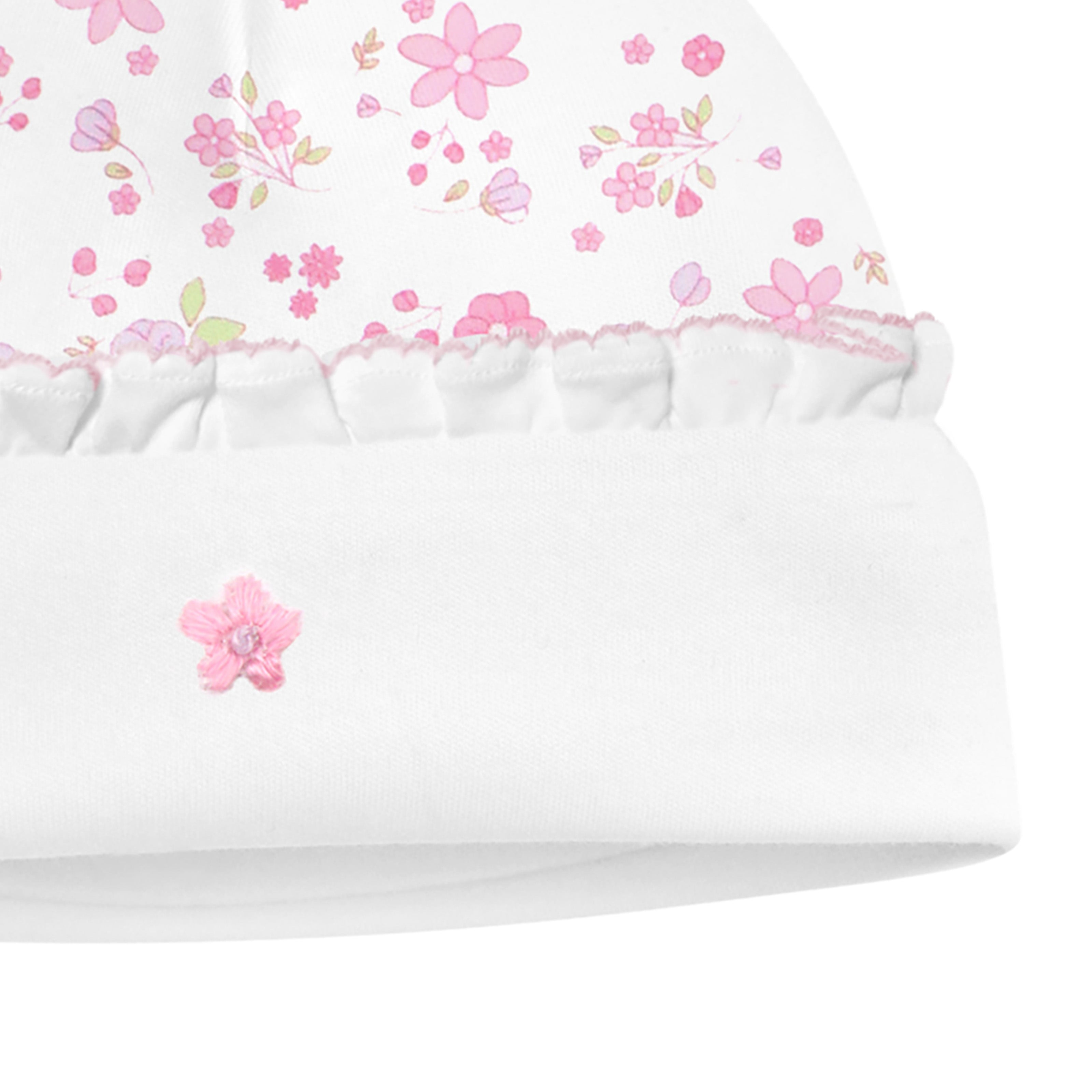 Ditsy Floral Embroidery and Printed Hat | Baby Girl