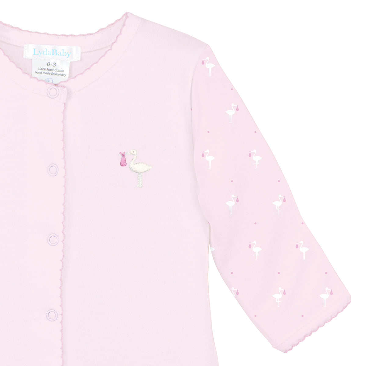 Baby Stork Embroidery Footie | Baby Girl