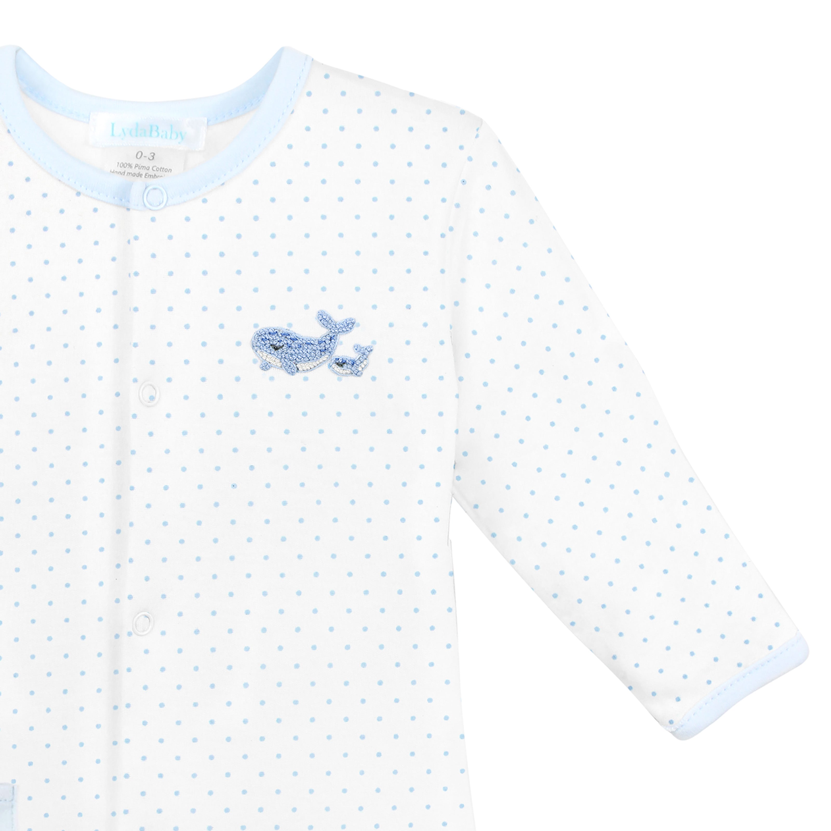 Mama Whale Embroidery and Printed Footie | Baby Boy