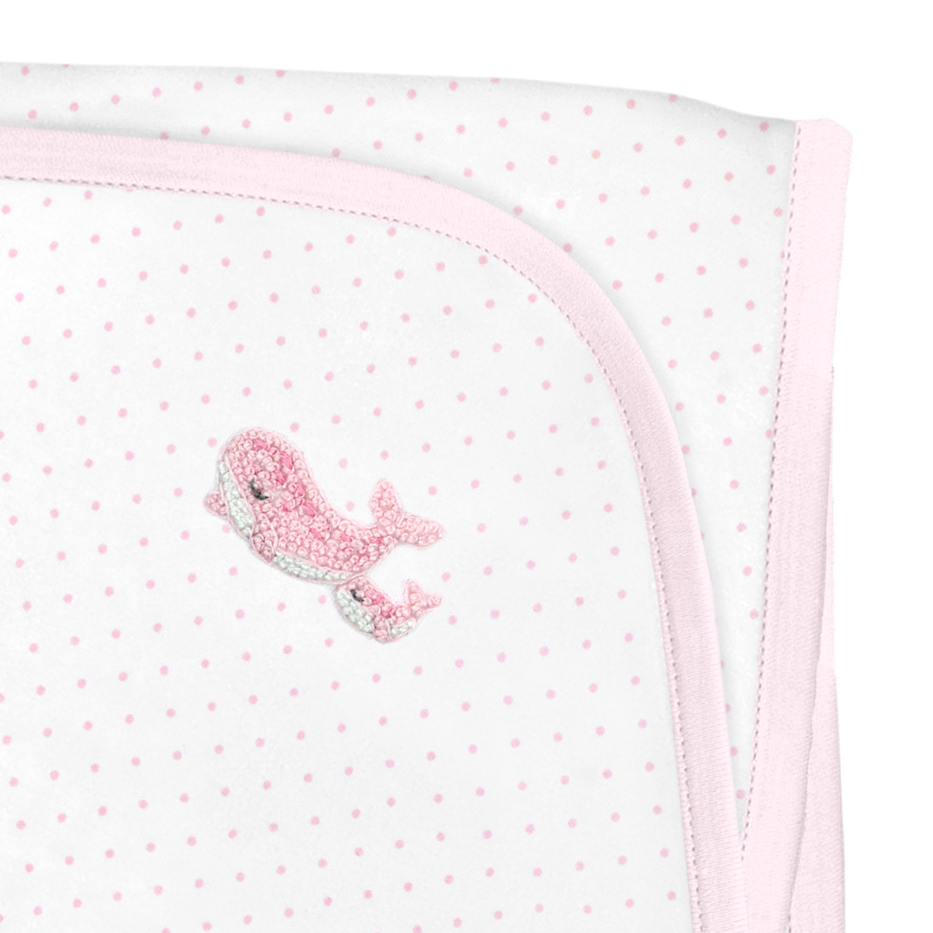 Mama Whale Embroidery and Printed Blanket | Baby Girl