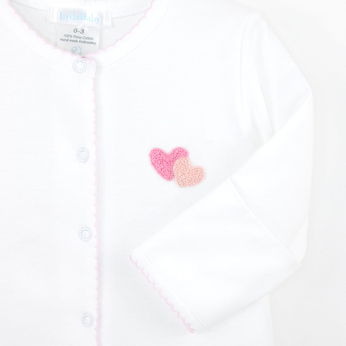 Bright Hearts Embroidery Footie | Baby Girl