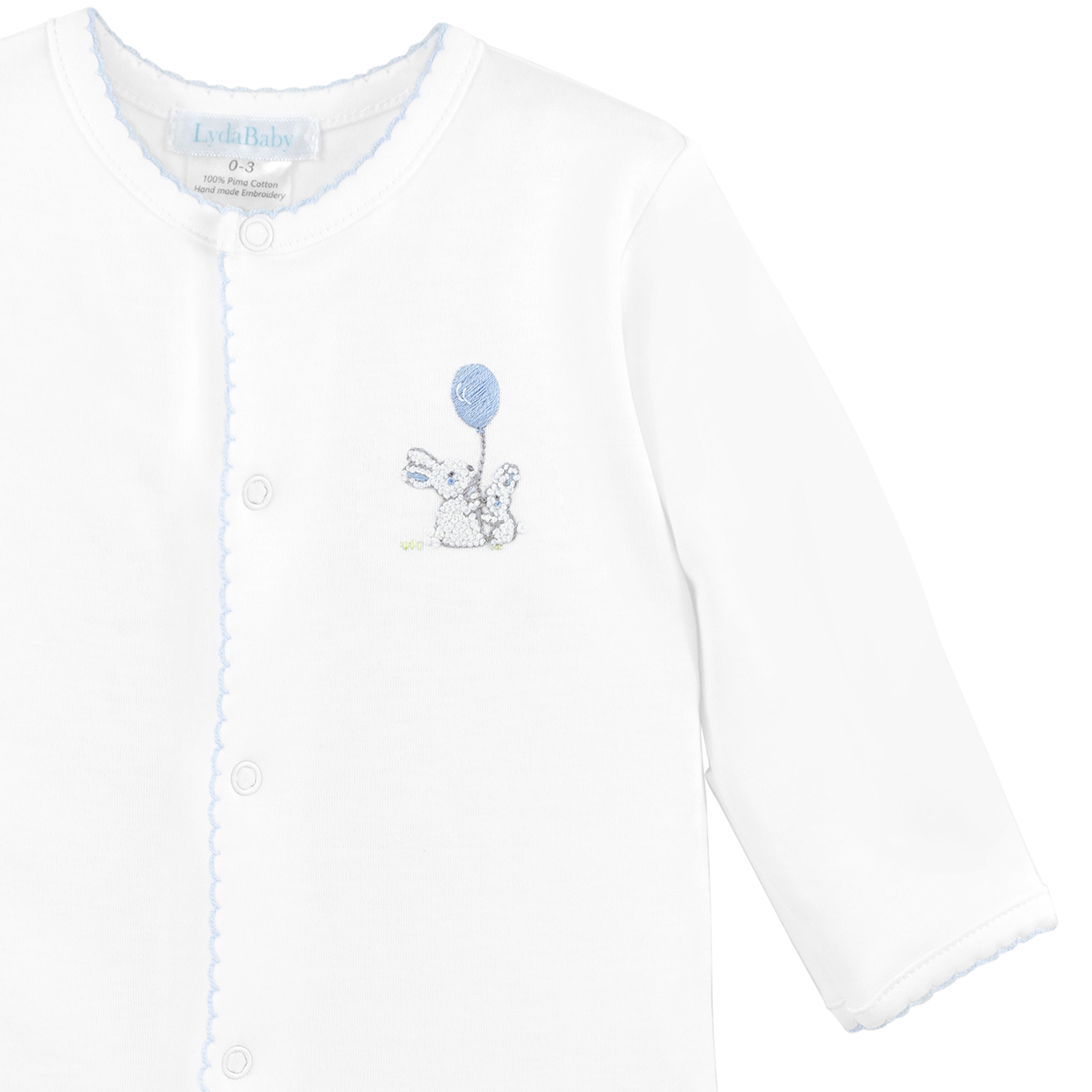 The Bunnies Picnic Embroidery Footie | Baby Boy