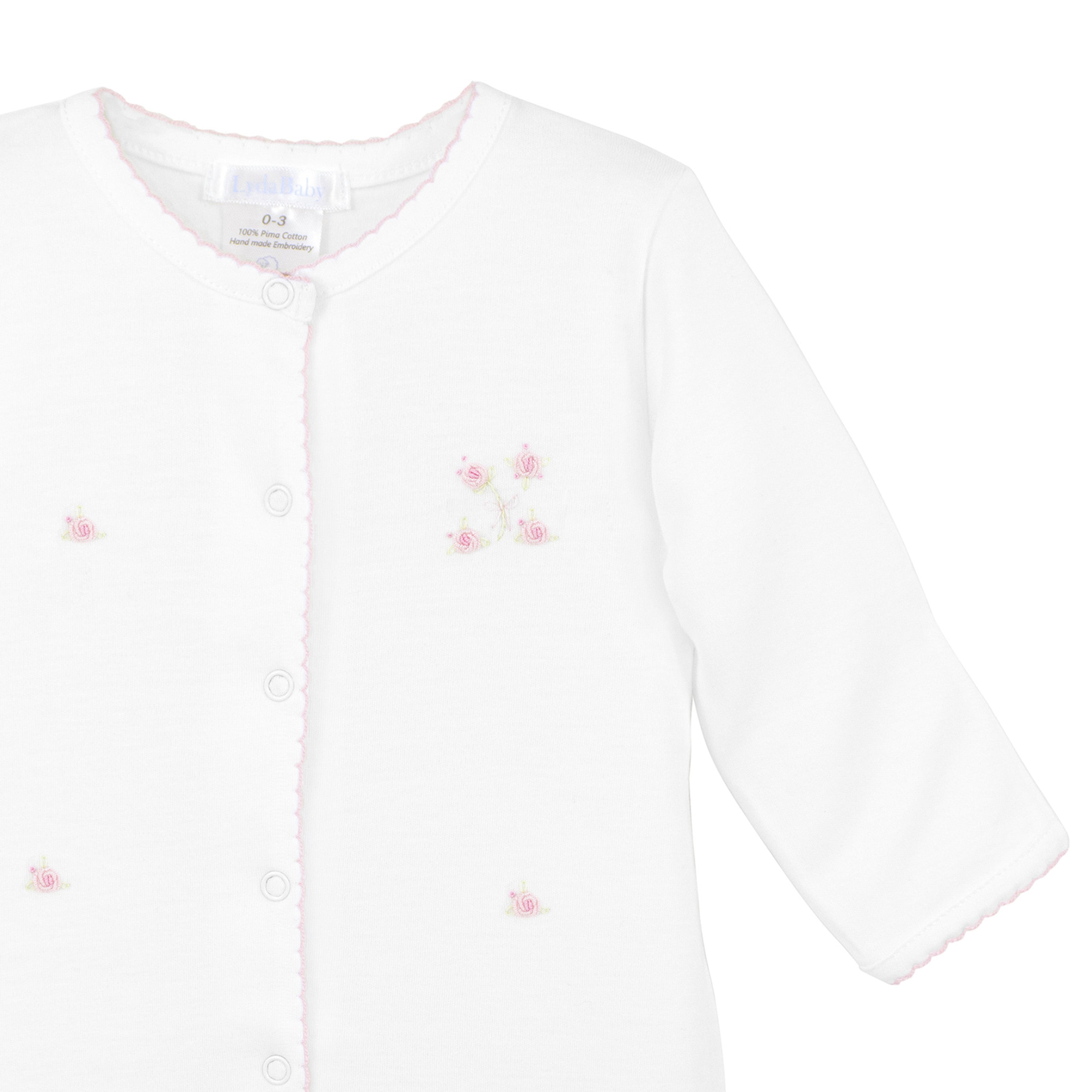Romantic Roses Embroidery Footie | Baby Girl