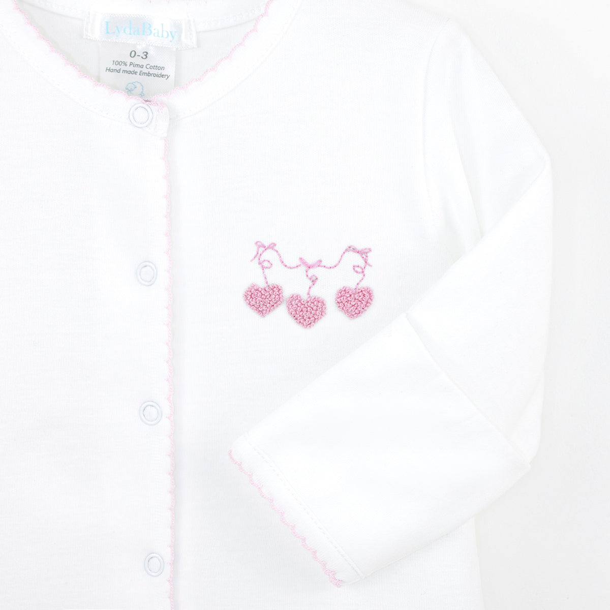 Heart Confetti Embroidery Footie | Baby Girl