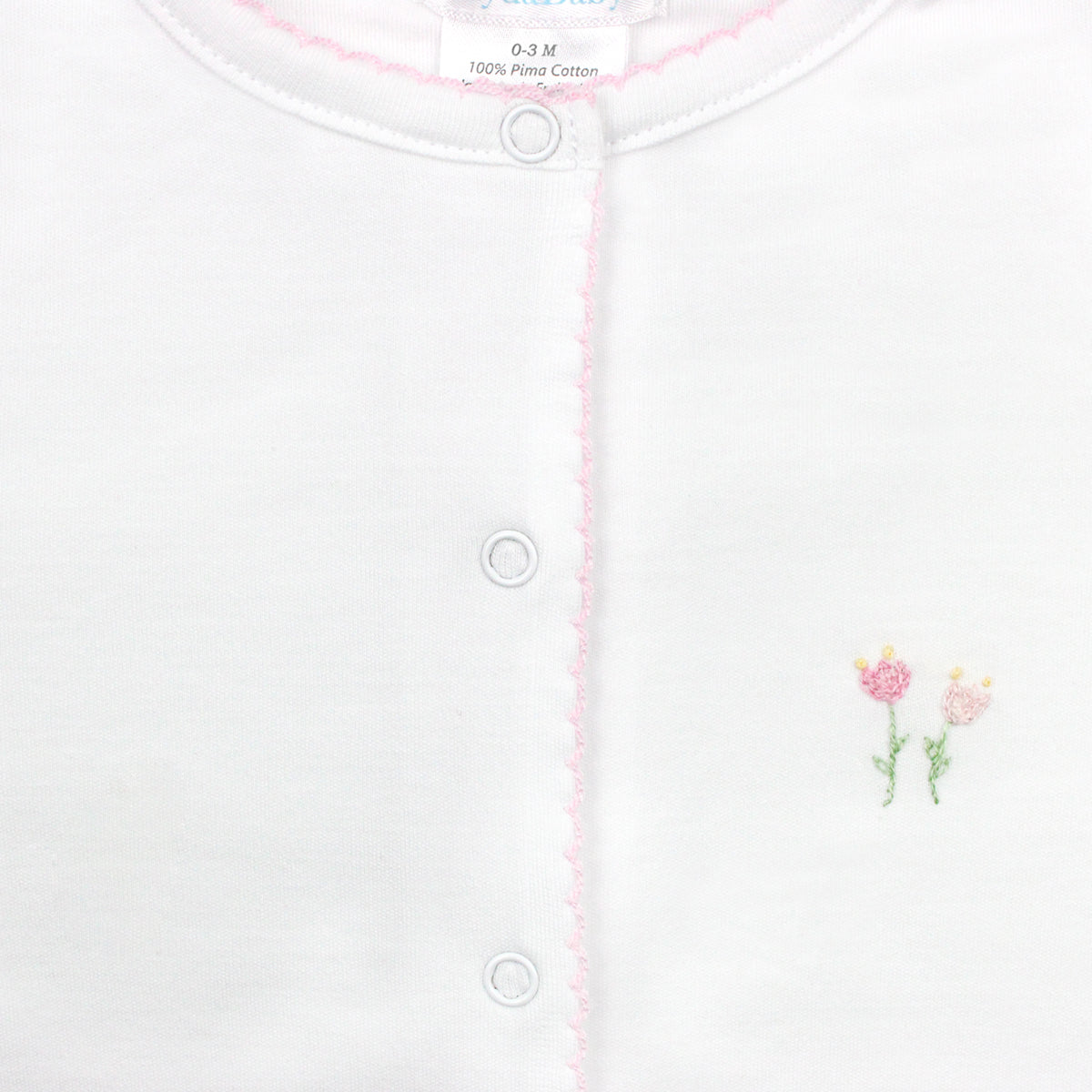 Tulip Flowers Embroidery and Printed Footie | Baby Girl