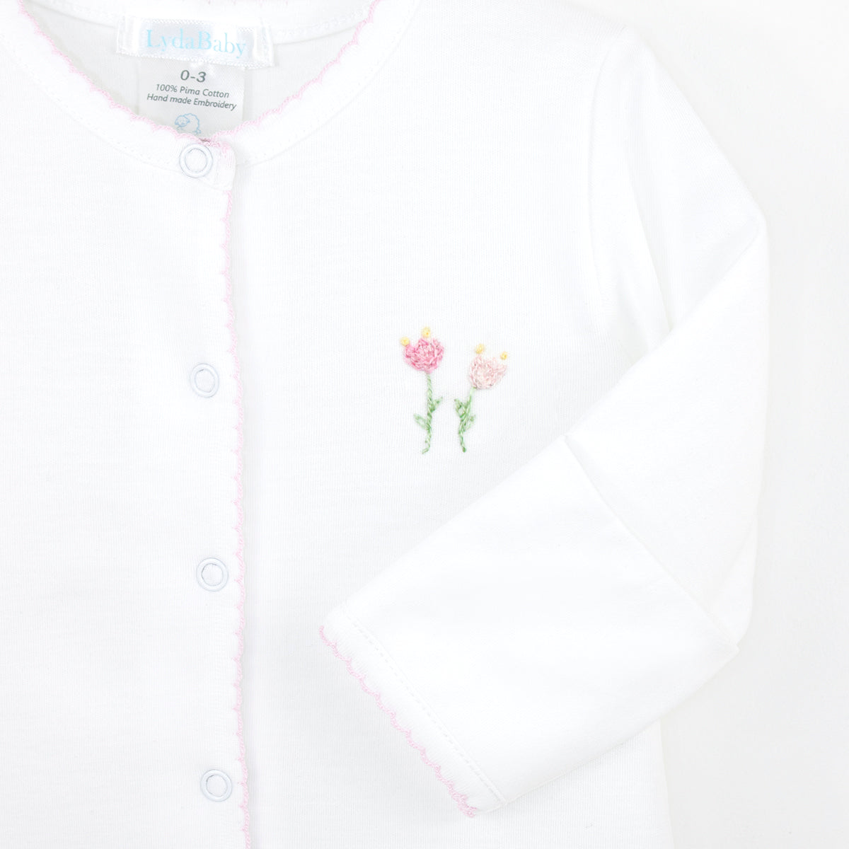 Tulip Flowers Embroidery Footie | Baby Girl