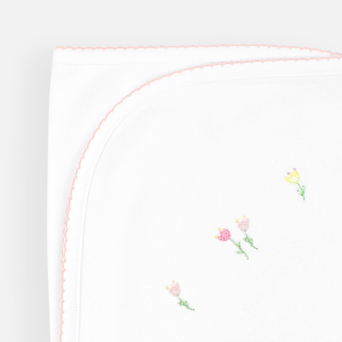 Tulip Flowers Embroidery  Blanket | Baby Girl