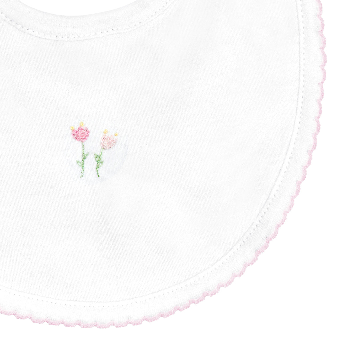 Tulip Flowers Embroidery Bib | Baby Girl