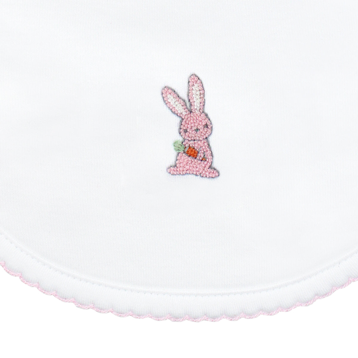 Rabbits Embroidery Bib | Baby Girl