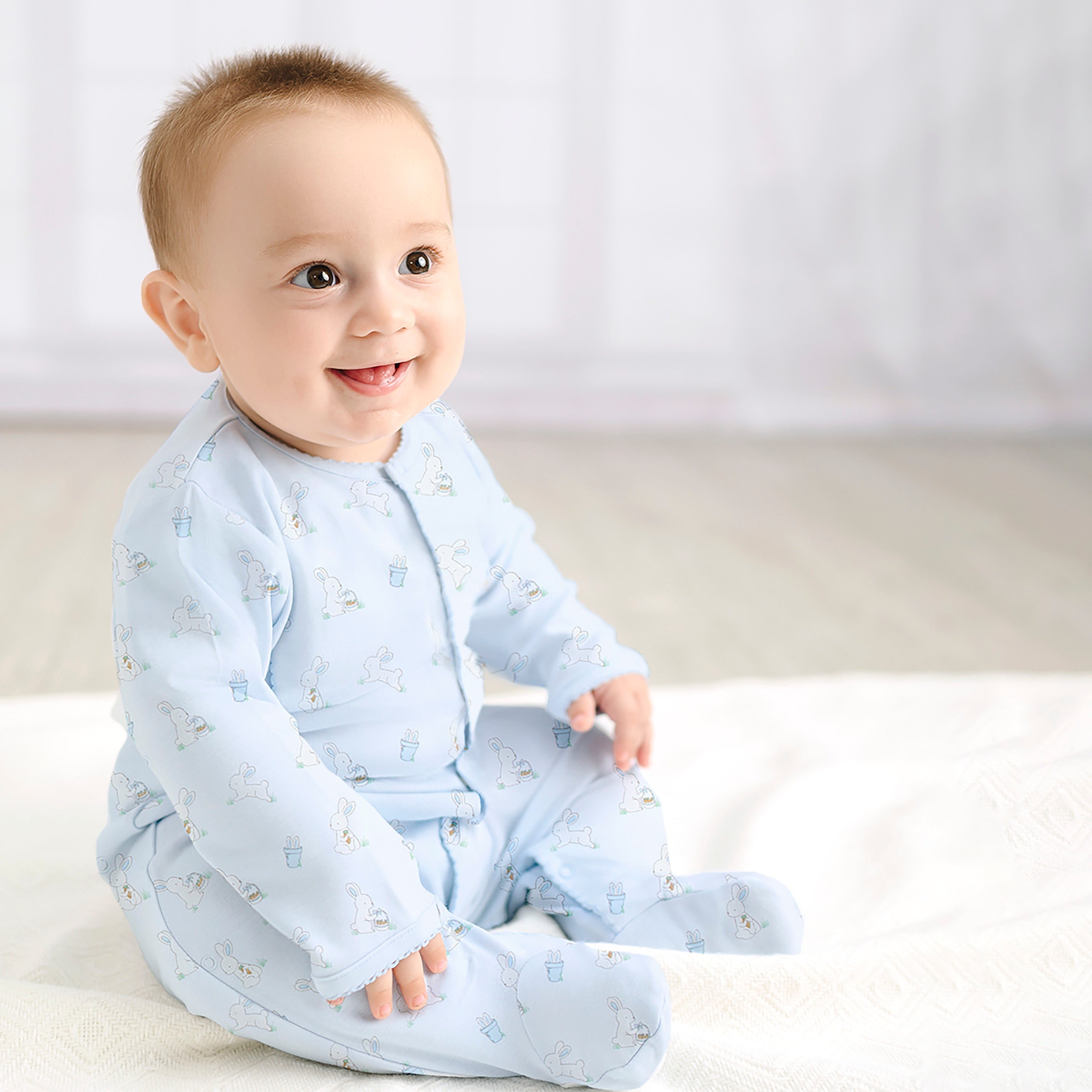 Bunnies in the Garden Printed Footie | Baby Boy