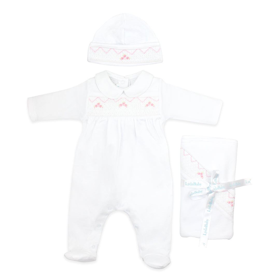 Roses Smock Set 3 Pieces |  Baby Girl